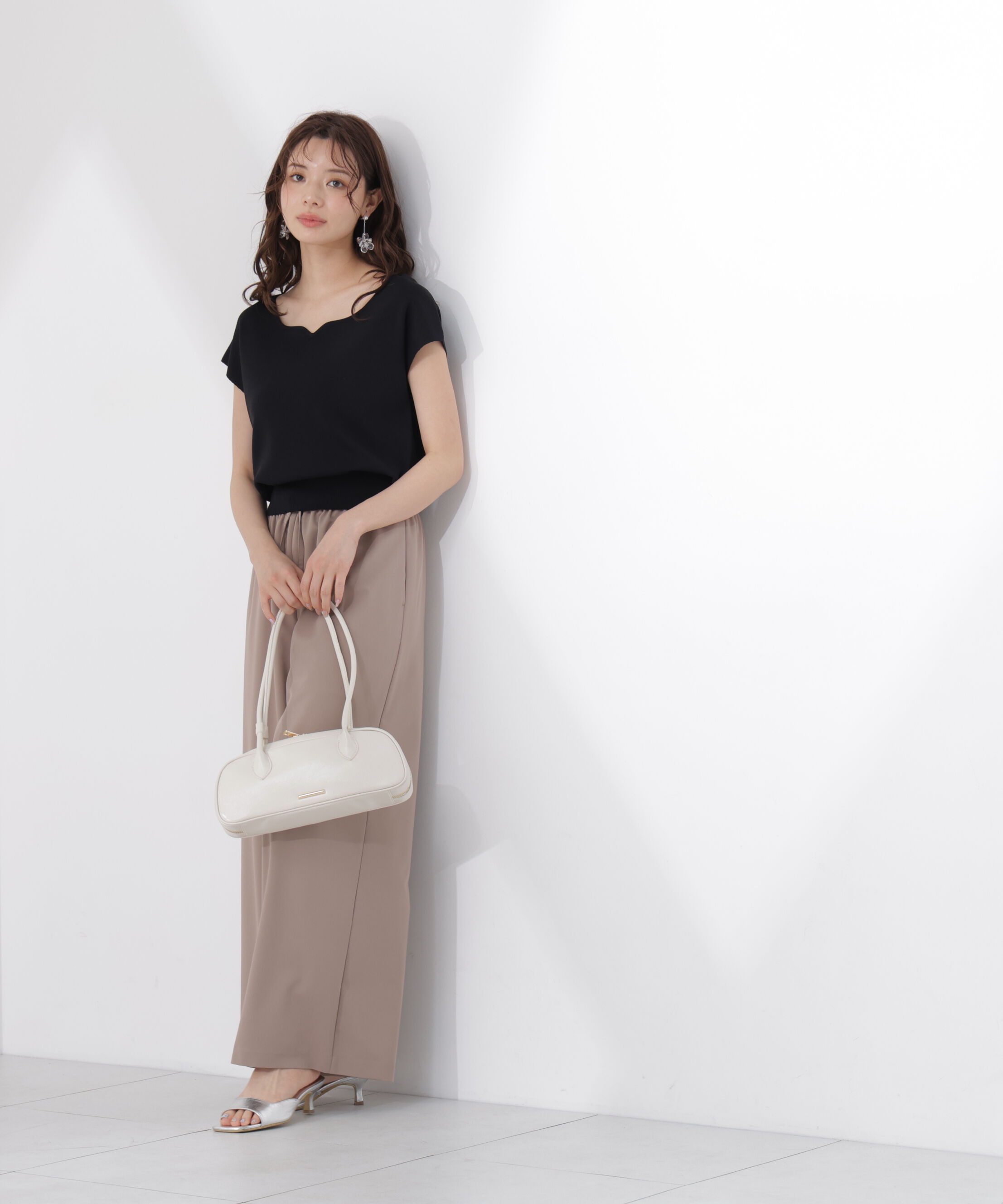 PROPORTION BODY DRESSING「<ｳｫｯｼｬﾌﾞﾙ/UVｶｯﾄ/接触冷感>総針ﾊｰﾄｶｯﾄﾌﾚﾝﾁｽﾘｰﾌ 」|ニット・セーター|