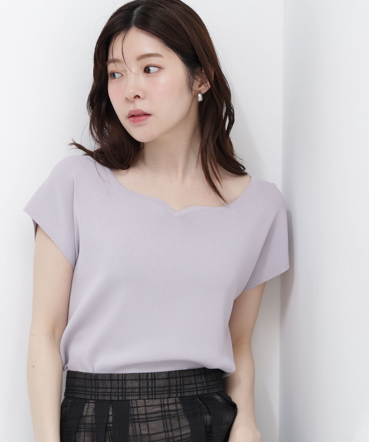 PROPORTION BODY DRESSING「<ｳｫｯｼｬﾌﾞﾙ/UVｶｯﾄ/接触冷感>総針ﾊｰﾄｶｯﾄﾌﾚﾝﾁｽﾘｰﾌ 」|ニット・セーター|