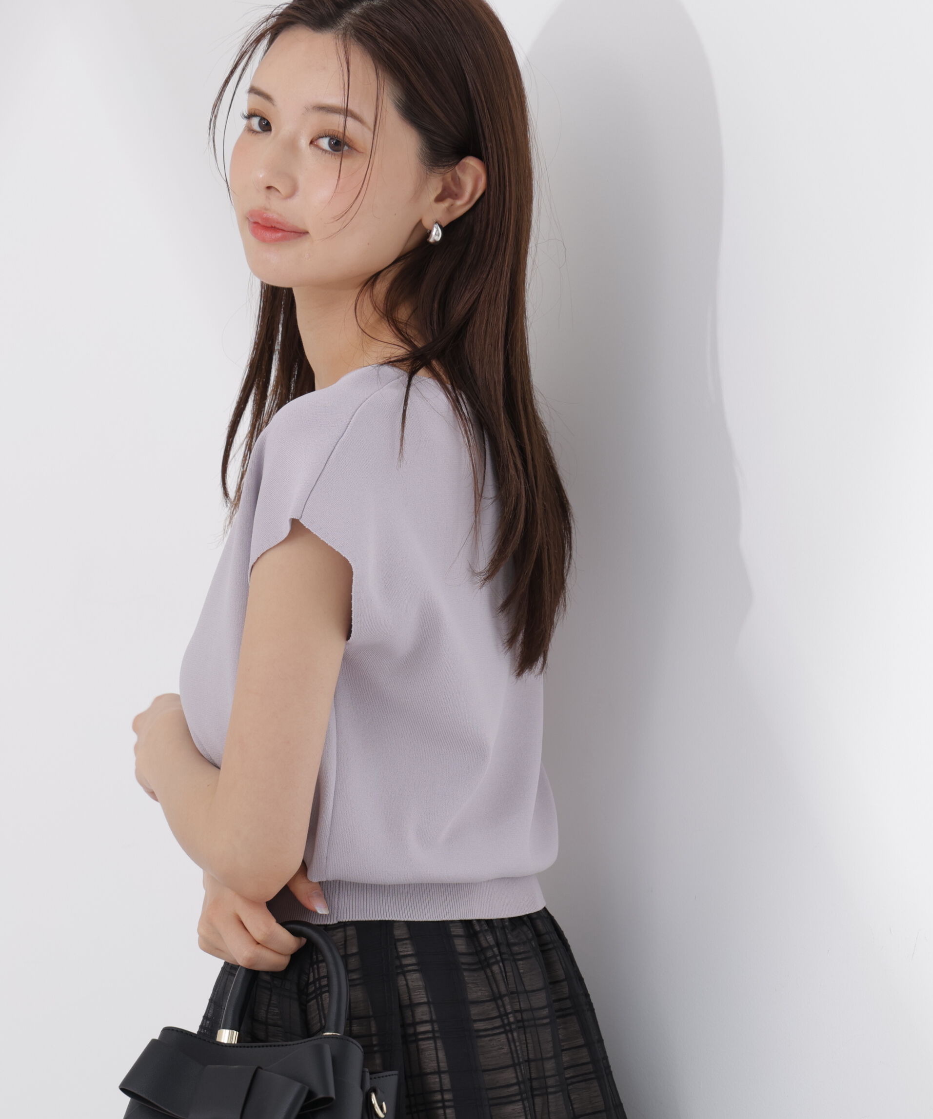 PROPORTION BODY DRESSING「<ｳｫｯｼｬﾌﾞﾙ/UVｶｯﾄ/接触冷感>総針ﾊｰﾄｶｯﾄﾌﾚﾝﾁｽﾘｰﾌ 」|ニット・セーター|