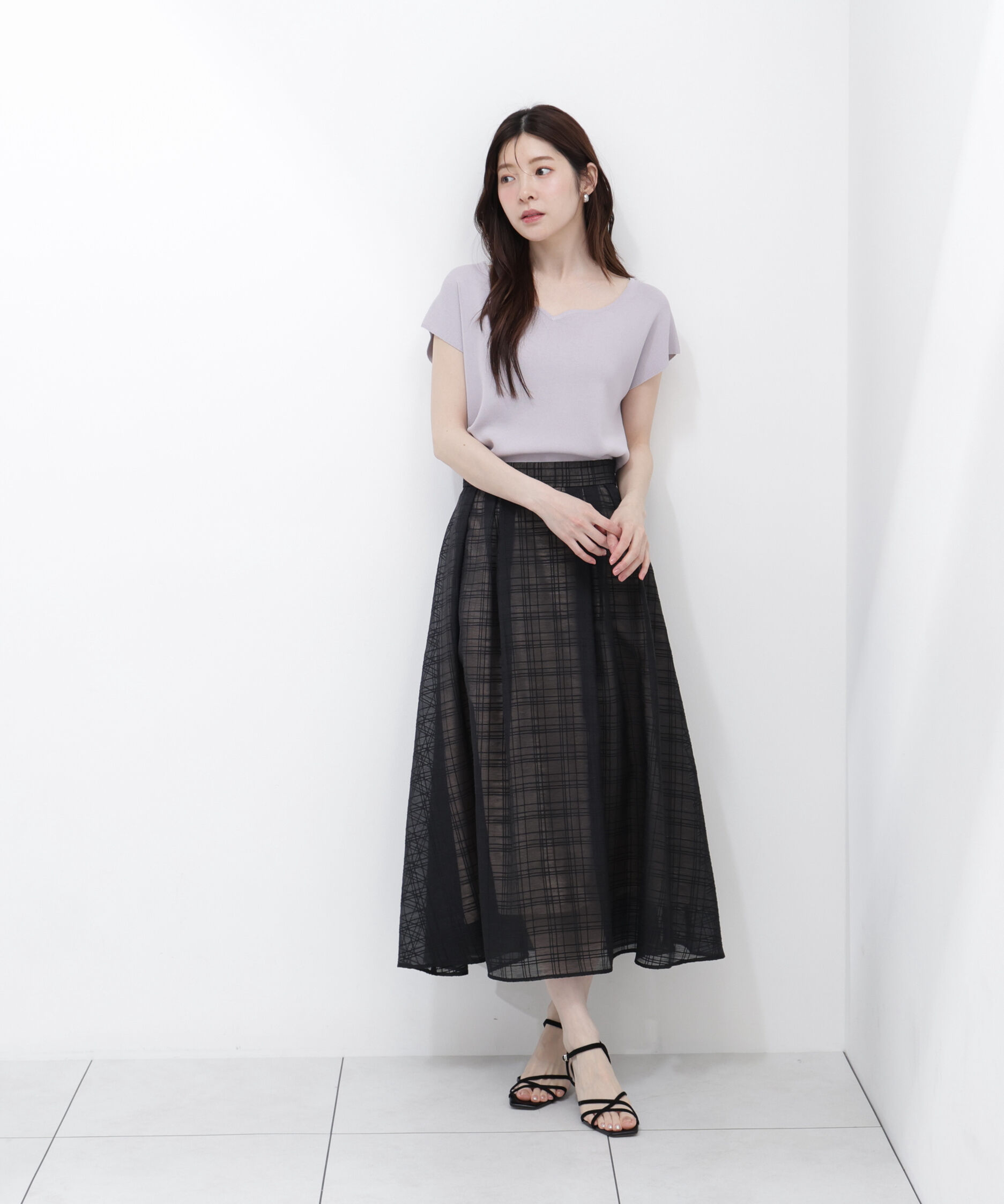 PROPORTION BODY DRESSING「<ｳｫｯｼｬﾌﾞﾙ/UVｶｯﾄ/接触冷感>総針ﾊｰﾄｶｯﾄﾌﾚﾝﾁｽﾘｰﾌ 」|ニット・セーター|
