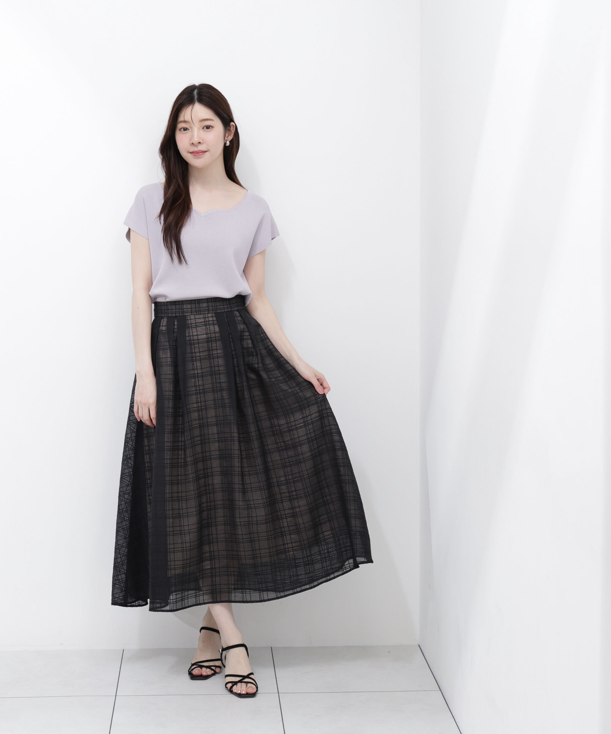 PROPORTION BODY DRESSING「<ｳｫｯｼｬﾌﾞﾙ/UVｶｯﾄ/接触冷感>総針ﾊｰﾄｶｯﾄﾌﾚﾝﾁｽﾘｰﾌ 」|ニット・セーター|