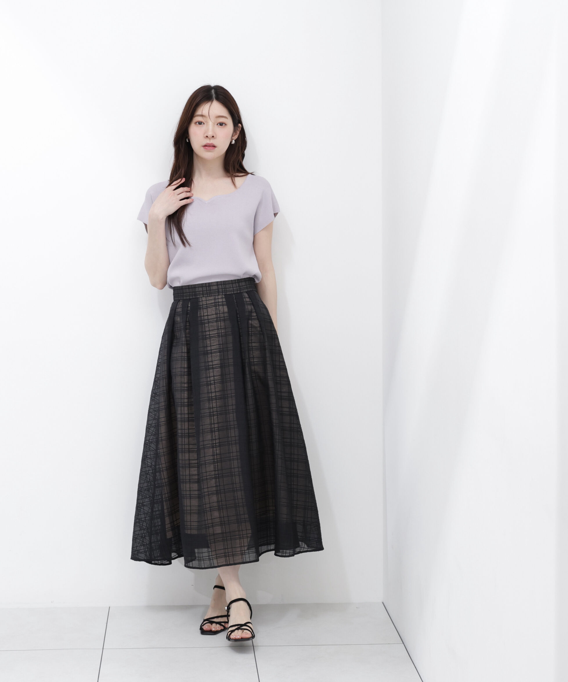 PROPORTION BODY DRESSING「<ｳｫｯｼｬﾌﾞﾙ/UVｶｯﾄ/接触冷感>総針ﾊｰﾄｶｯﾄﾌﾚﾝﾁｽﾘｰﾌ 」|ニット・セーター|