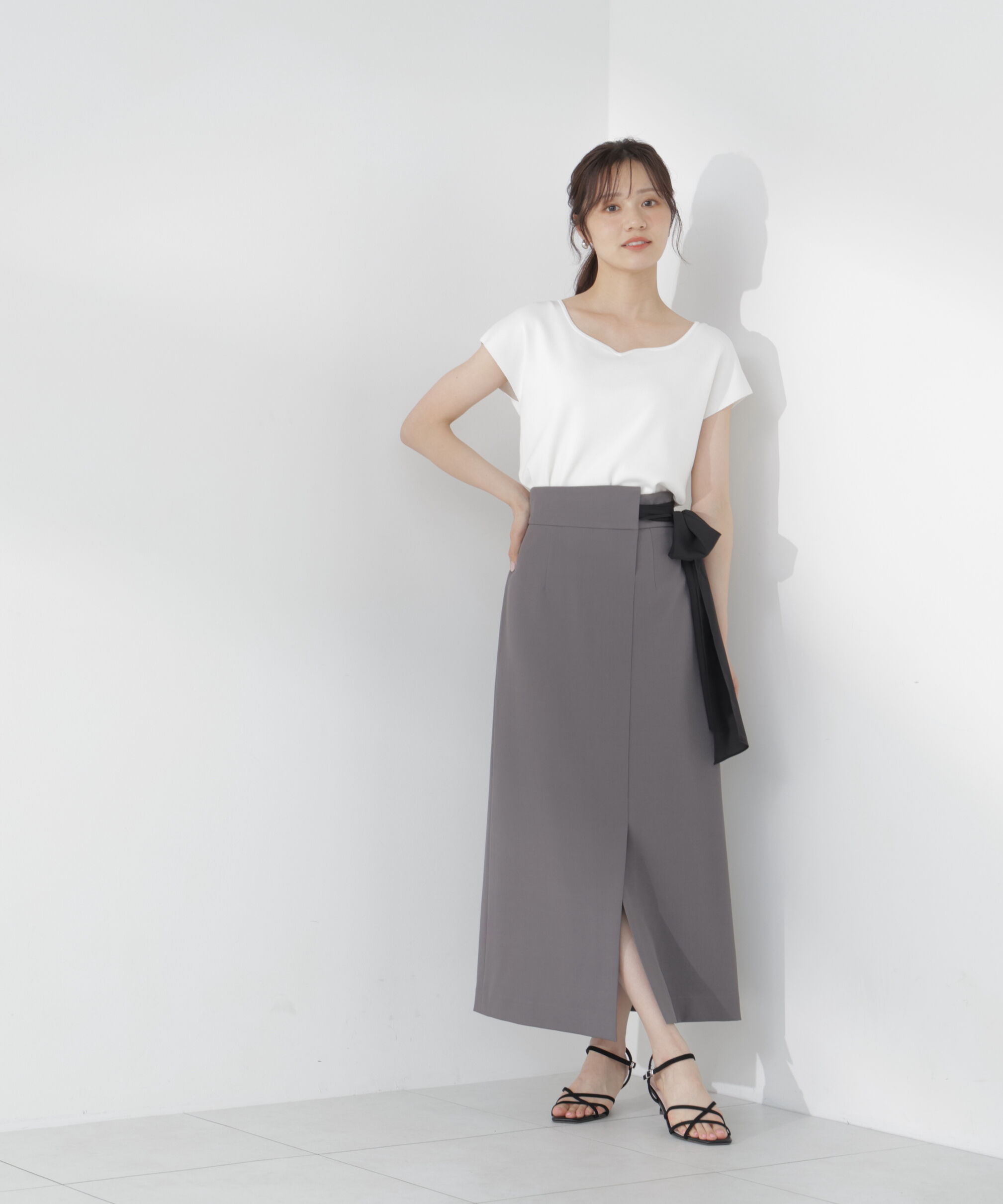 PROPORTION BODY DRESSING「<ｳｫｯｼｬﾌﾞﾙ/UVｶｯﾄ/接触冷感>総針ﾊｰﾄｶｯﾄﾌﾚﾝﾁｽﾘｰﾌ 」|ニット・セーター|