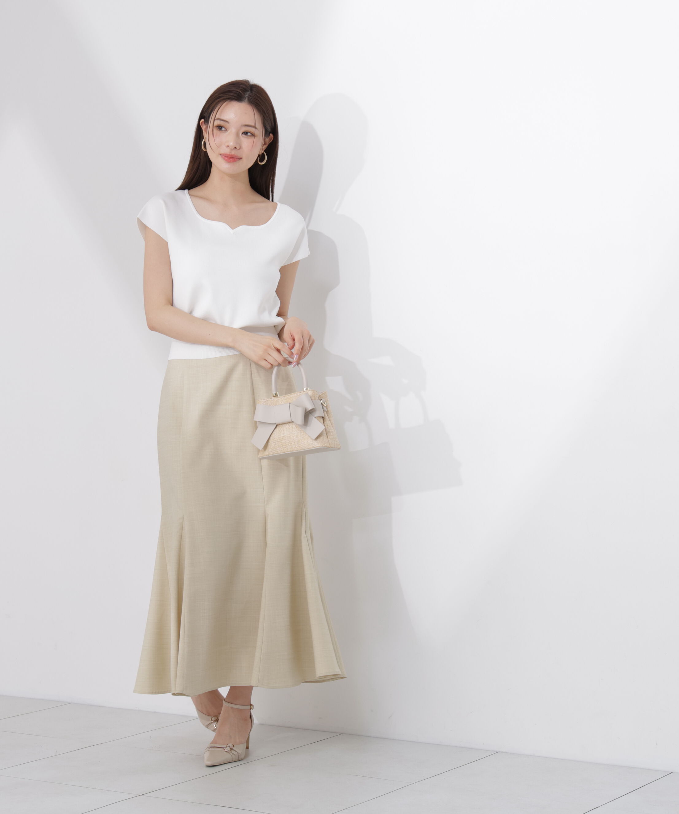 PROPORTION BODY DRESSING「<ｳｫｯｼｬﾌﾞﾙ/UVｶｯﾄ/接触冷感>総針ﾊｰﾄｶｯﾄﾌﾚﾝﾁｽﾘｰﾌ 」|ニット・セーター|