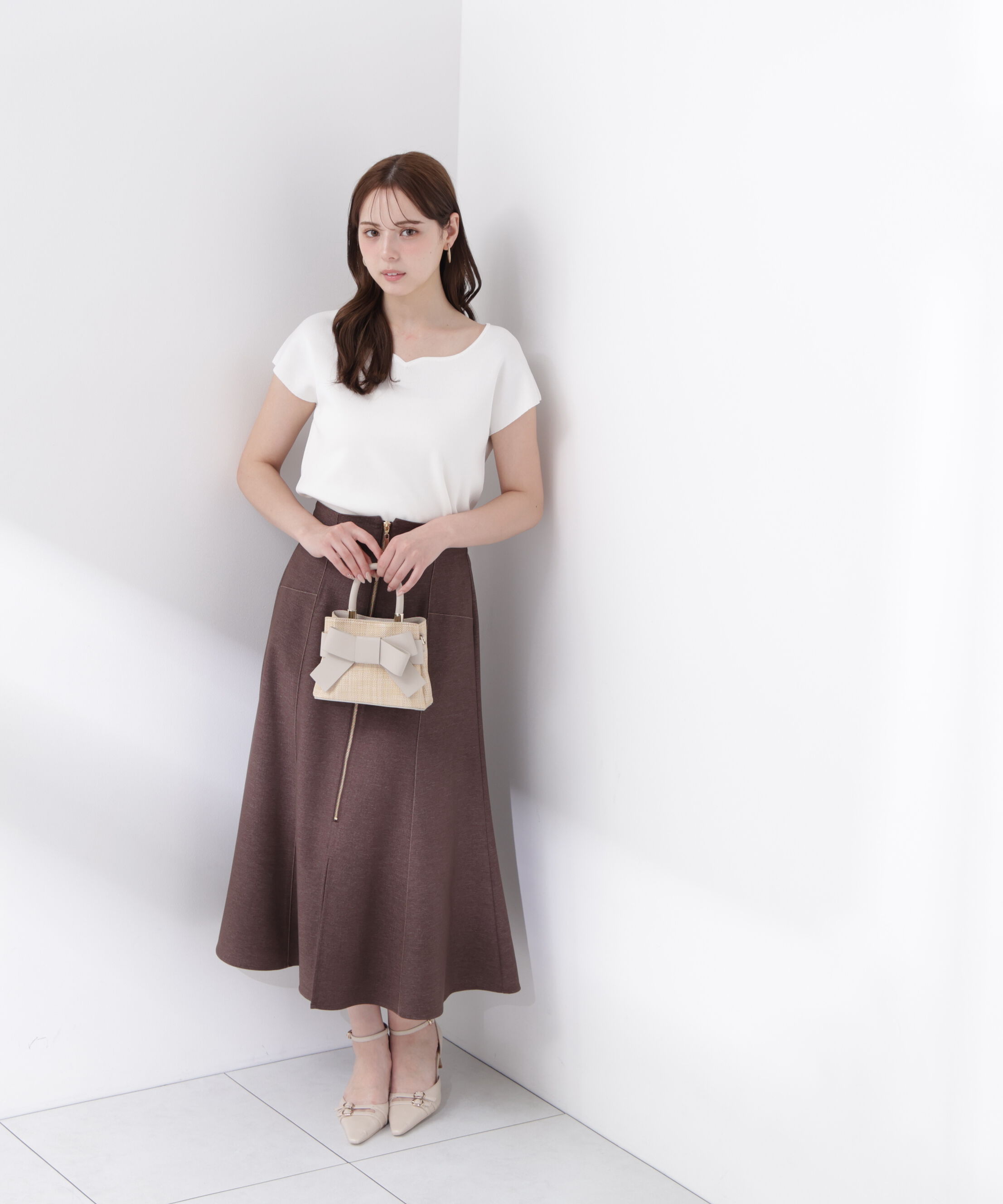 PROPORTION BODY DRESSING「<ｳｫｯｼｬﾌﾞﾙ/UVｶｯﾄ/接触冷感>総針ﾊｰﾄｶｯﾄﾌﾚﾝﾁｽﾘｰﾌ 」|ニット・セーター|