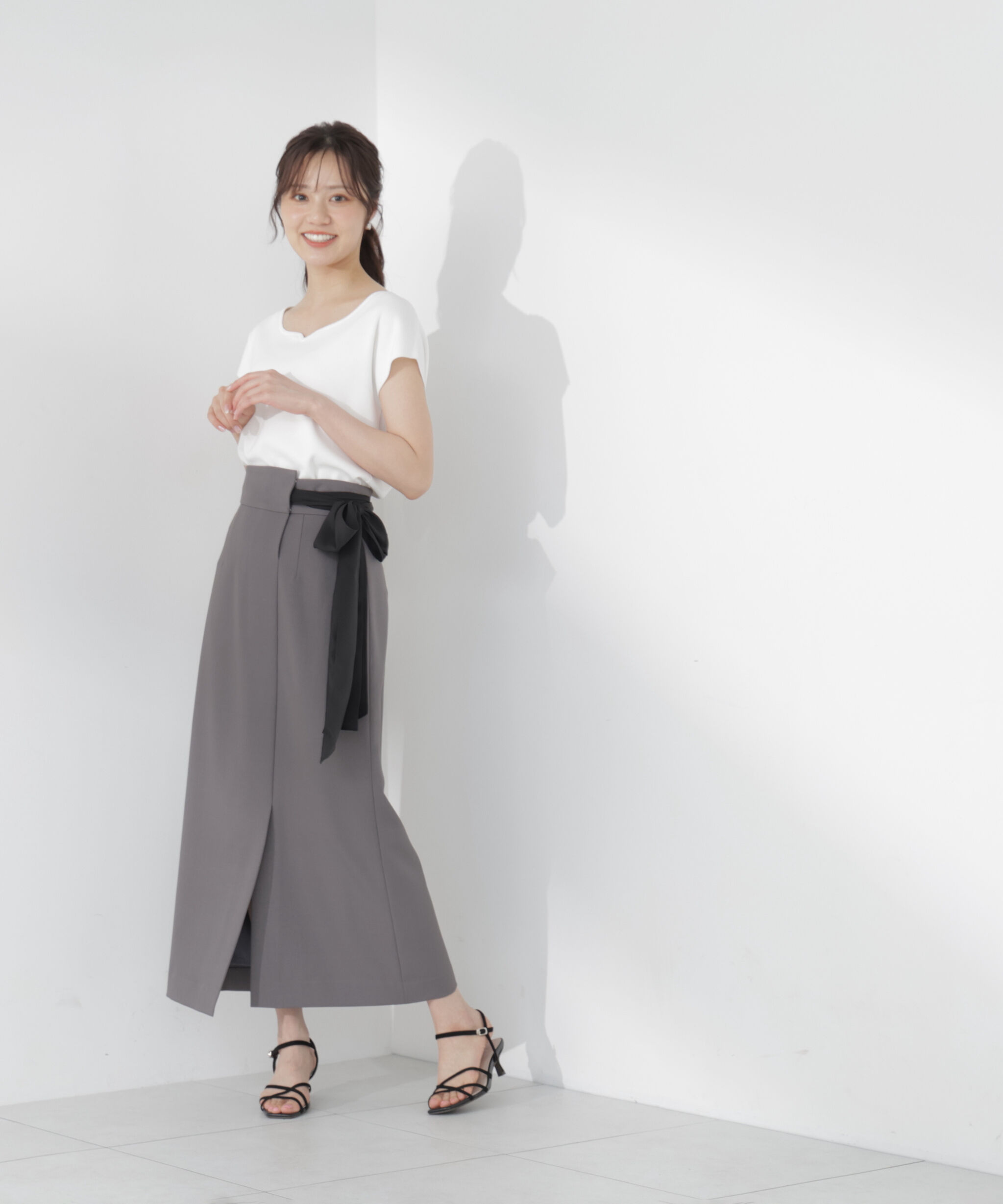 PROPORTION BODY DRESSING「<ｳｫｯｼｬﾌﾞﾙ/UVｶｯﾄ/接触冷感>総針ﾊｰﾄｶｯﾄﾌﾚﾝﾁｽﾘｰﾌ 」|ニット・セーター|