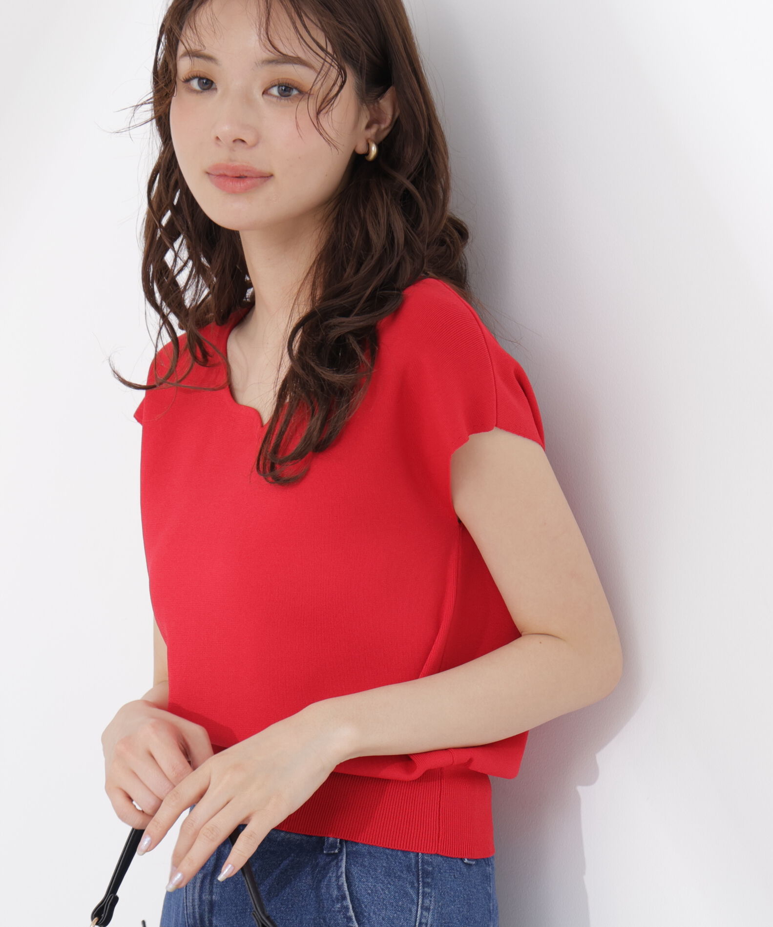 PROPORTION BODY DRESSING「<ｳｫｯｼｬﾌﾞﾙ/UVｶｯﾄ/接触冷感>総針ﾊｰﾄｶｯﾄﾌﾚﾝﾁｽﾘｰﾌ 」|ニット・セーター|