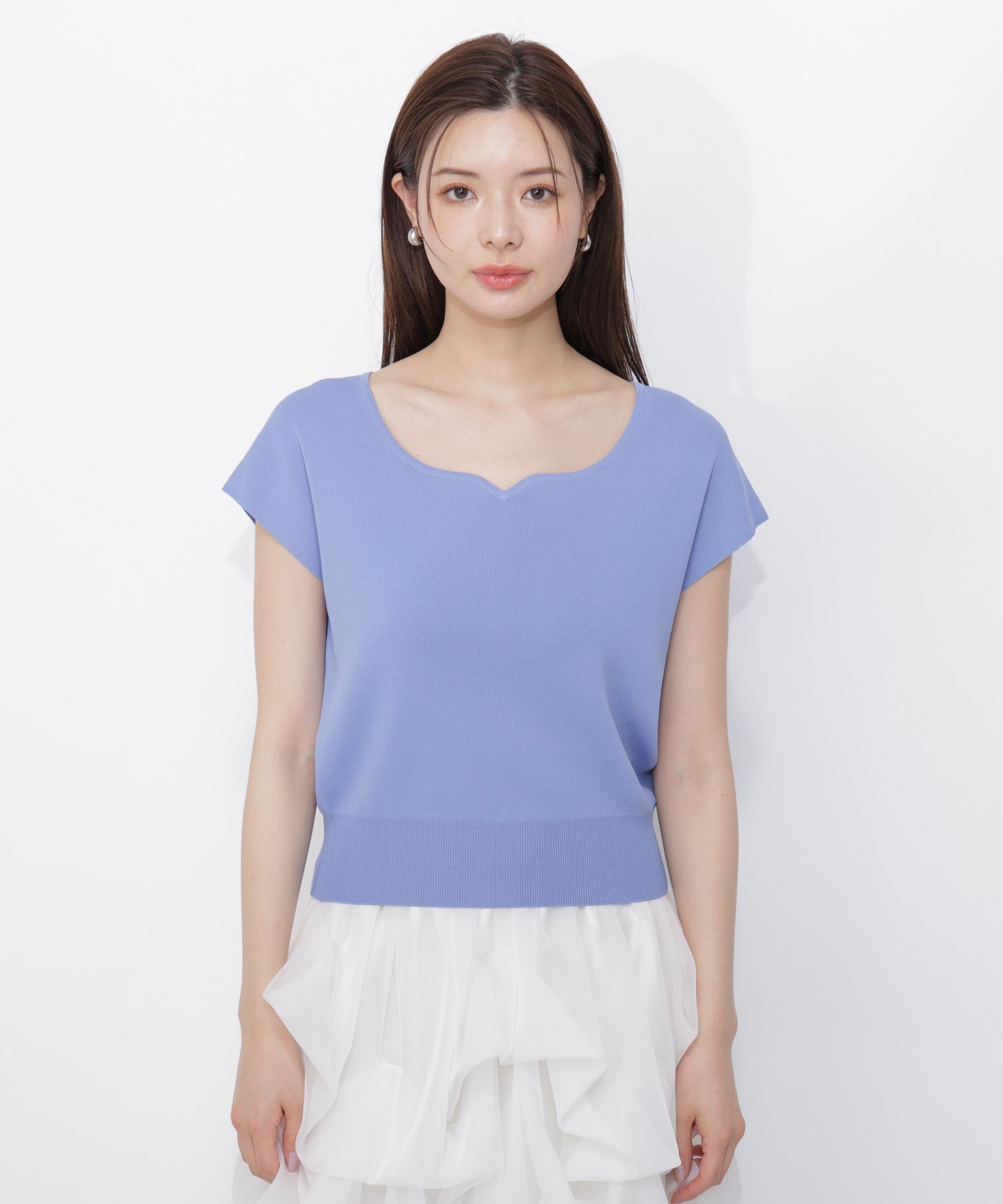 PROPORTION BODY DRESSING「<ｳｫｯｼｬﾌﾞﾙ/UVｶｯﾄ/接触冷感>総針ﾊｰﾄｶｯﾄﾌﾚﾝﾁｽﾘｰﾌ 」|ニット・セーター|