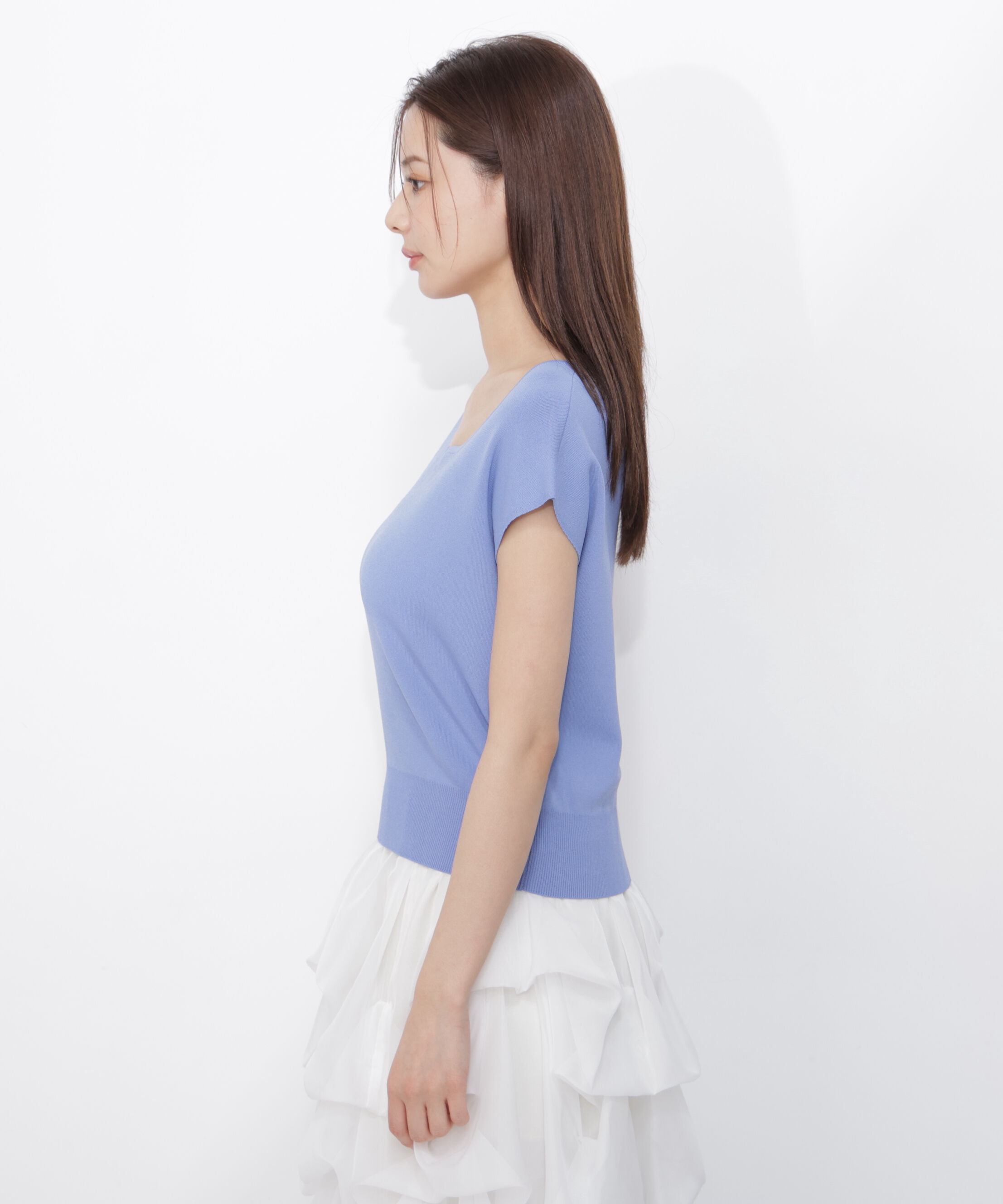 PROPORTION BODY DRESSING「<ｳｫｯｼｬﾌﾞﾙ/UVｶｯﾄ/接触冷感>総針ﾊｰﾄｶｯﾄﾌﾚﾝﾁｽﾘｰﾌ 」|ニット・セーター|