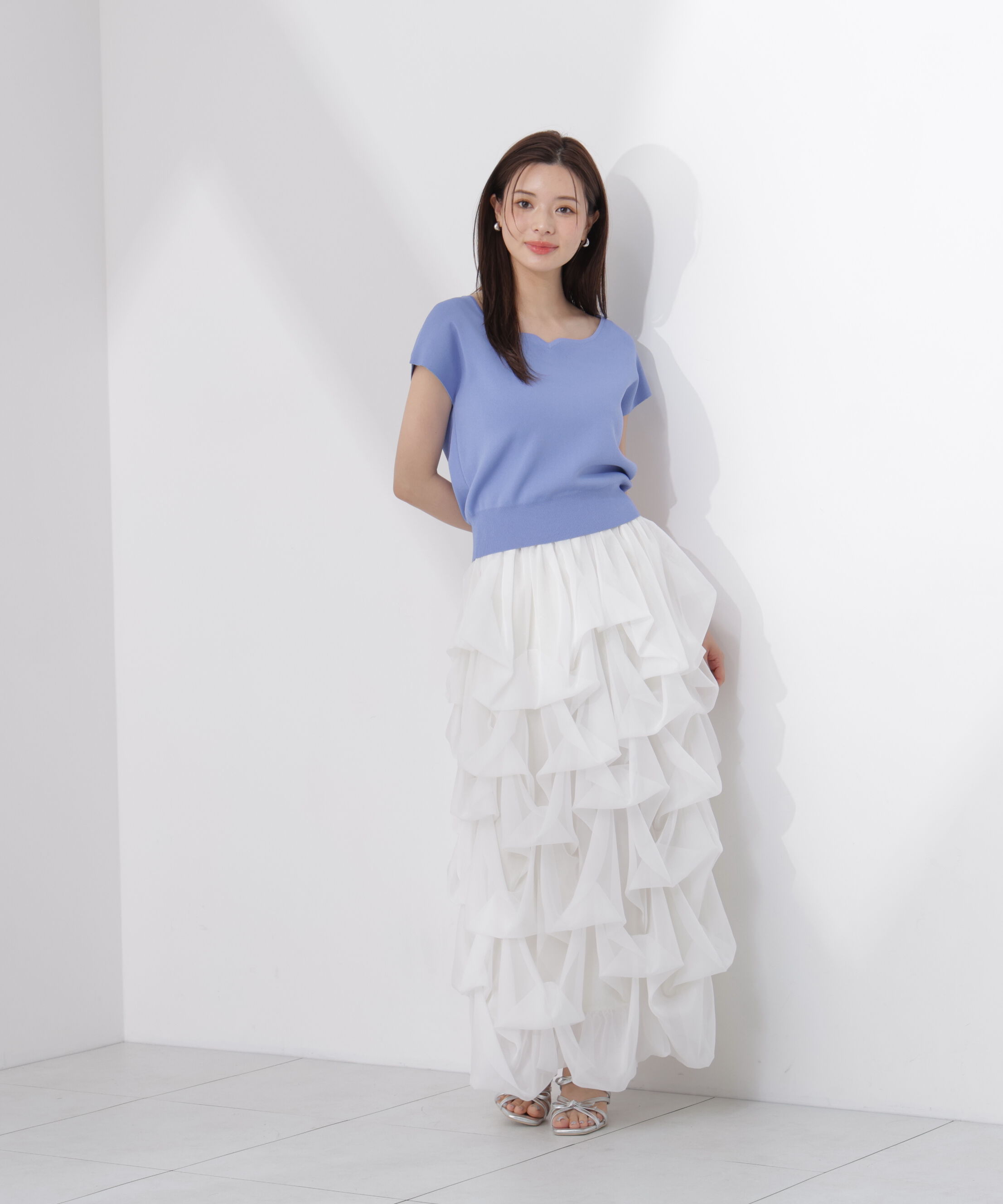 PROPORTION BODY DRESSING「<ｳｫｯｼｬﾌﾞﾙ/UVｶｯﾄ/接触冷感>総針ﾊｰﾄｶｯﾄﾌﾚﾝﾁｽﾘｰﾌ 」|ニット・セーター|