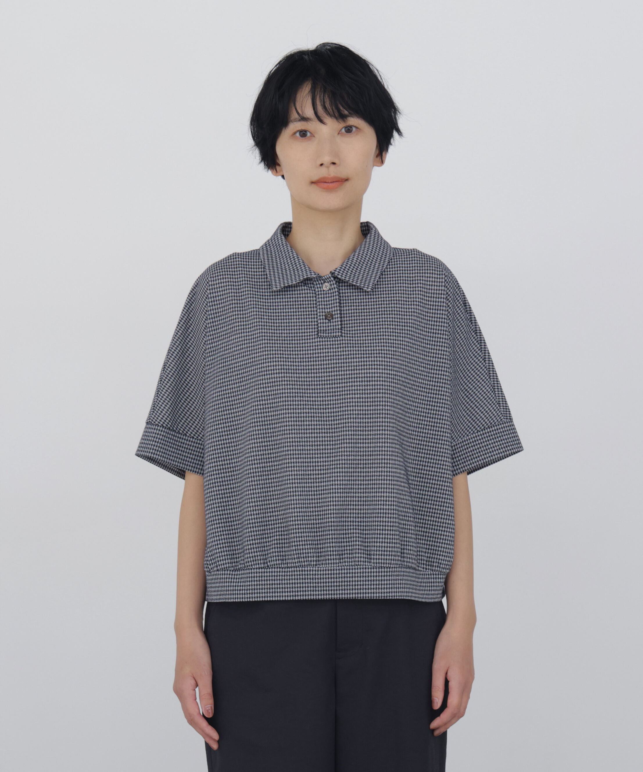  「◆《接触冷感》 フィンリーチェック衿付きカットソー」|Tシャツ・カットソー|
