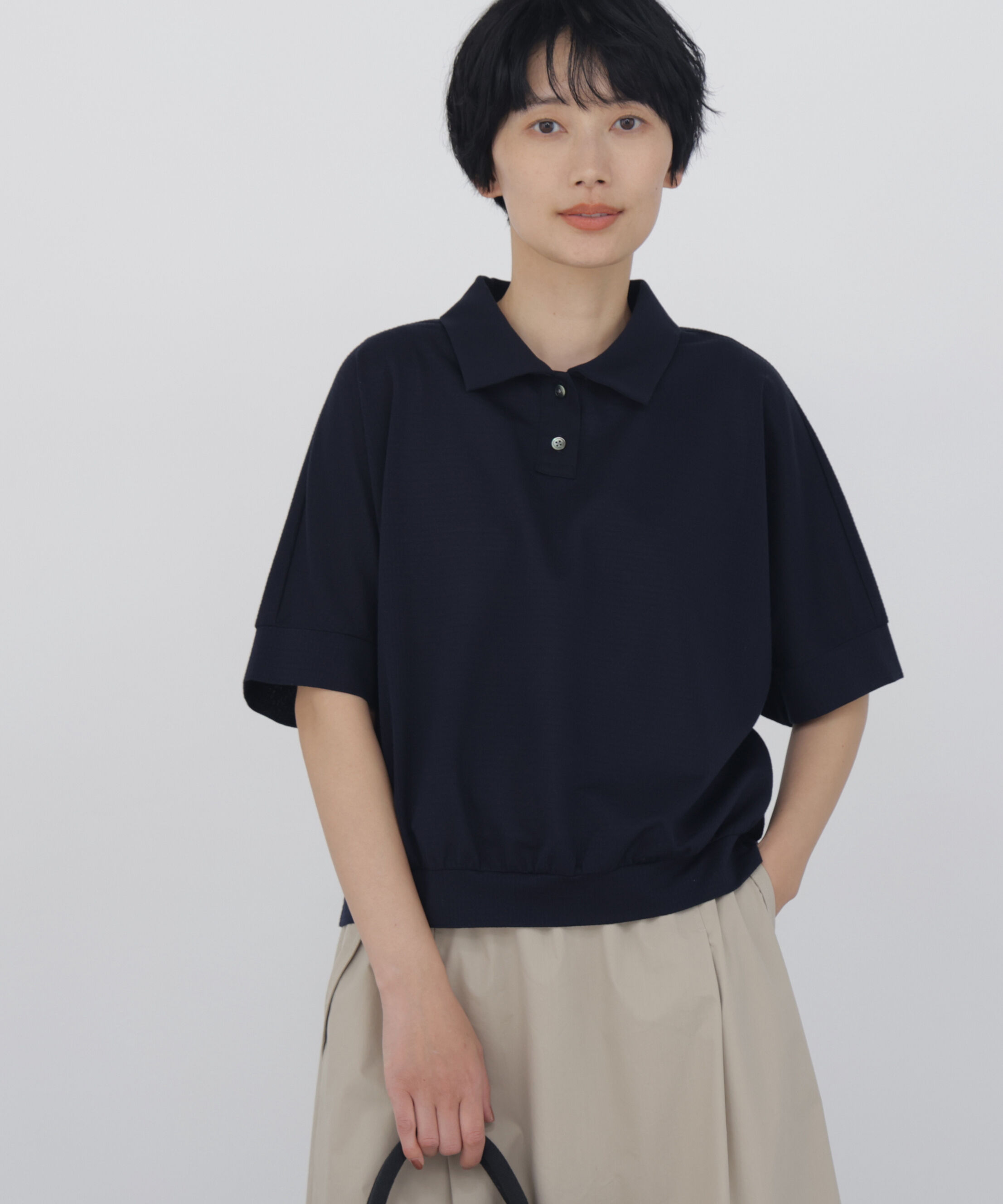  「◆《接触冷感》 フィンリーチェック衿付きカットソー」|Tシャツ・カットソー|