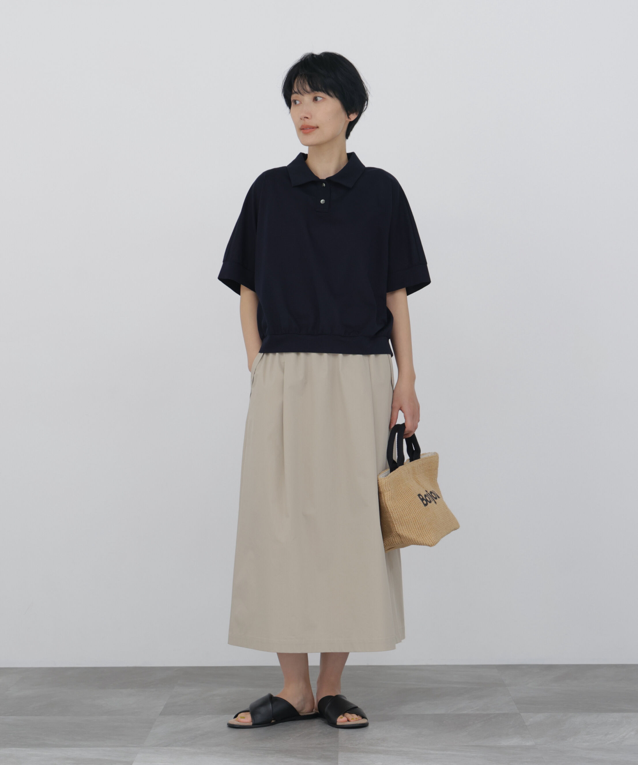 「◆《接触冷感》 フィンリーチェック衿付きカットソー」|Tシャツ・カットソー|