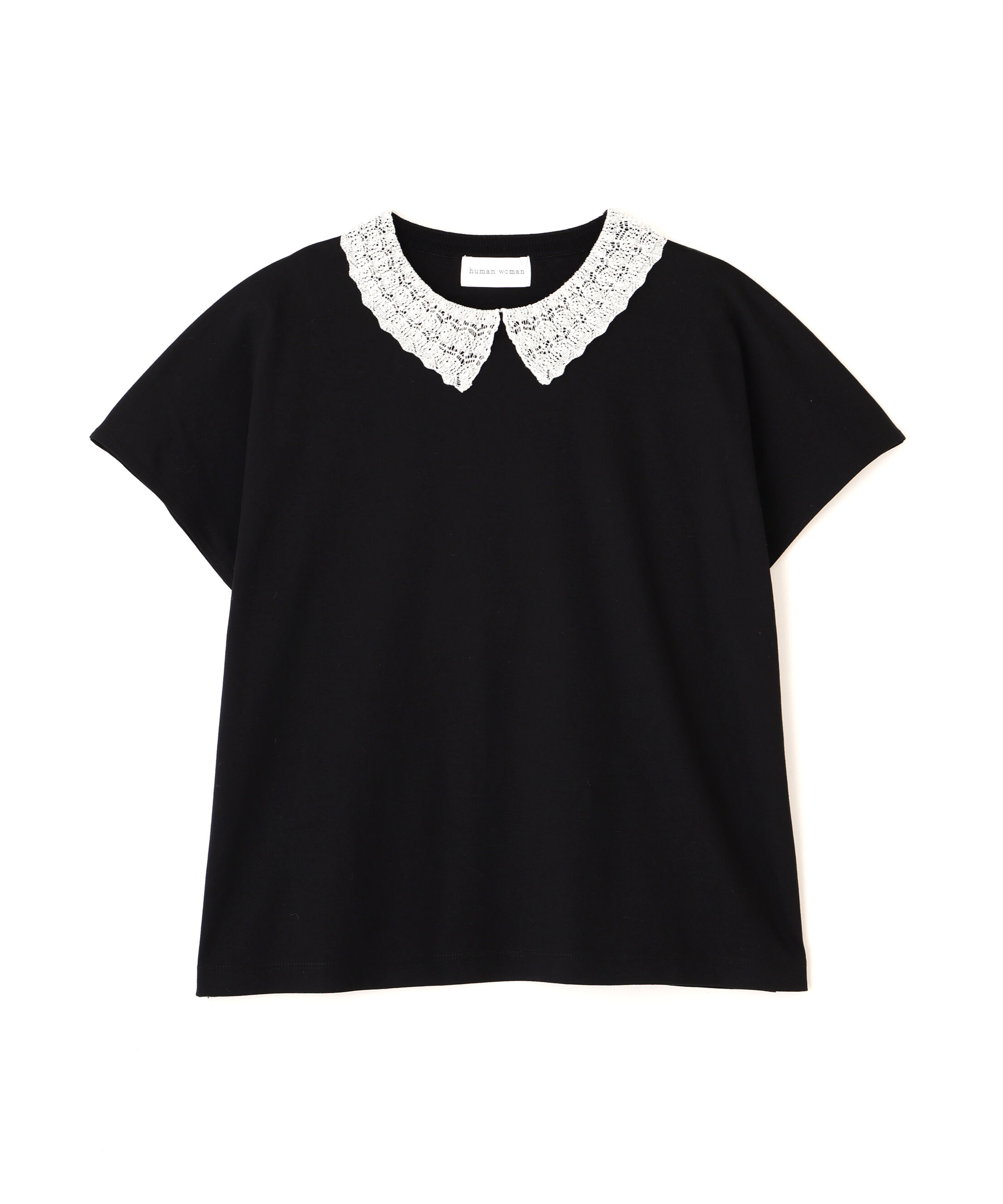  「◆《洗える》 レース衿スムースＴシャツ」|Tシャツ・カットソー|