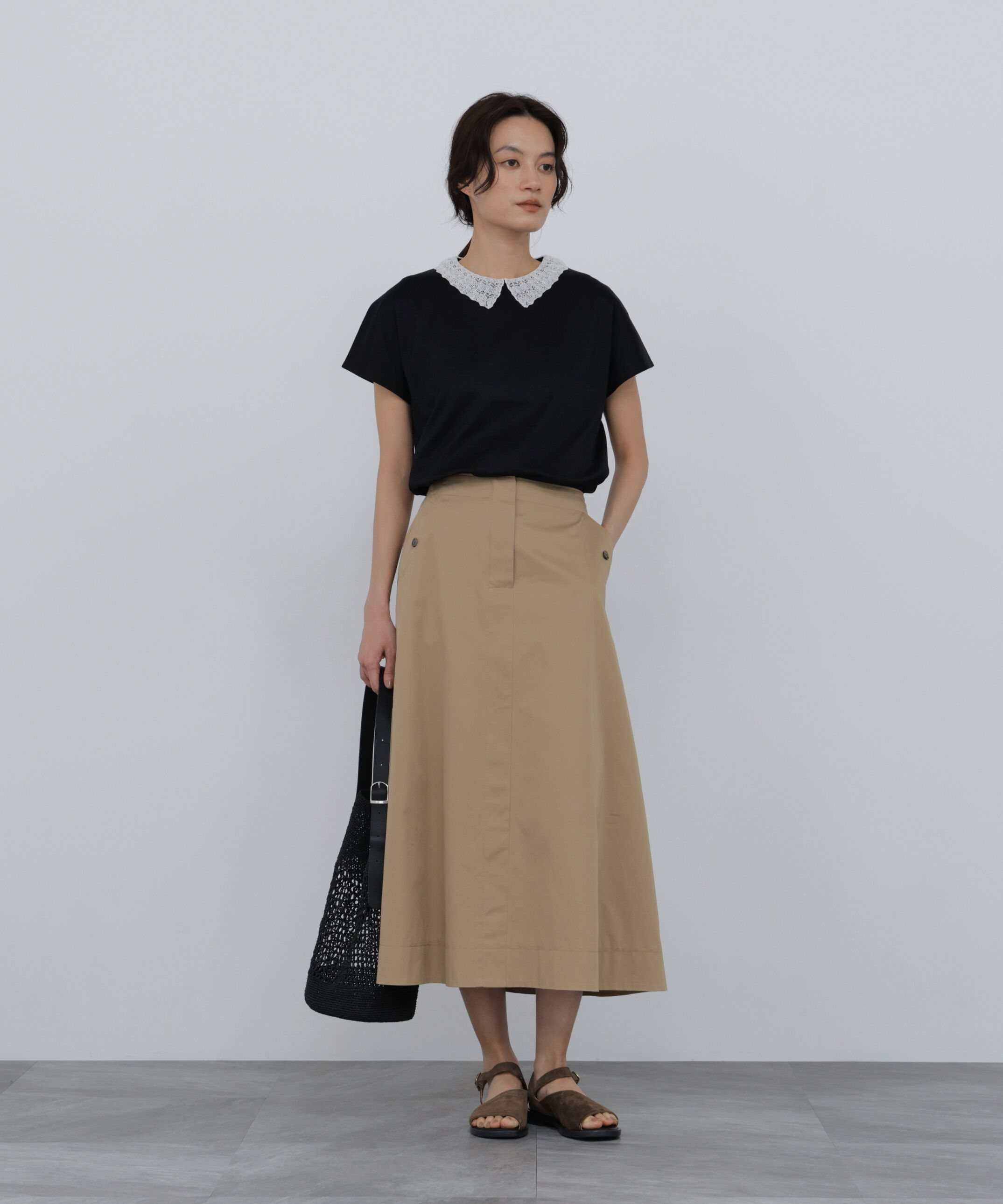  「◆《洗える》 レース衿スムースＴシャツ」|Tシャツ・カットソー|