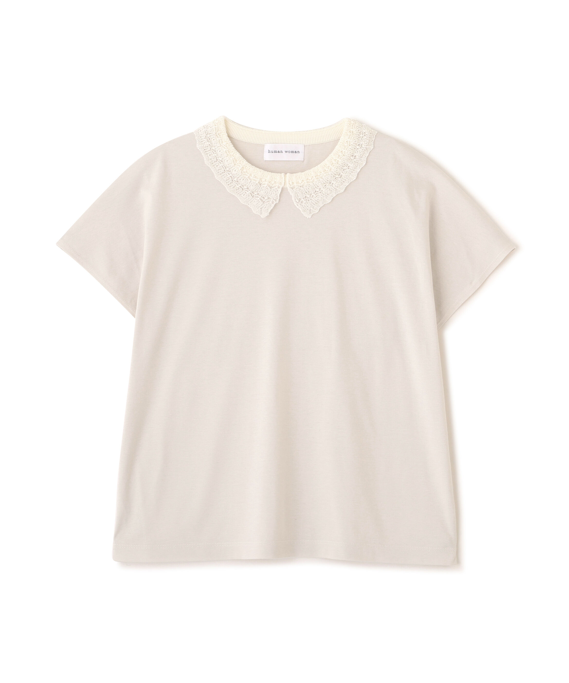  「◆《洗える》 レース衿スムースＴシャツ」|Tシャツ・カットソー|