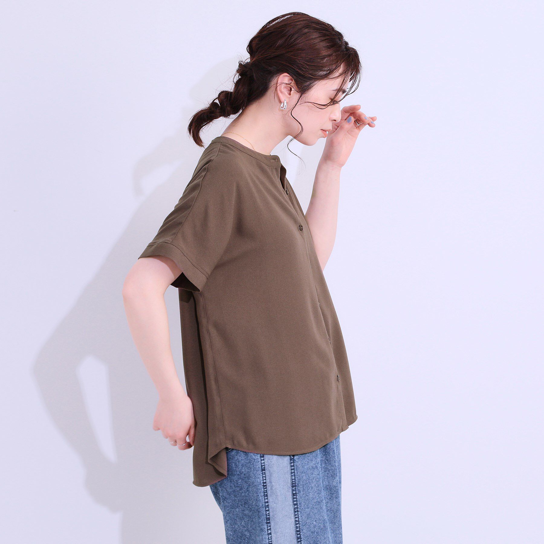 SHOO･LA･RUE「【洗える/プチプラ】大人の抜け感をプラスする バンドカラーシャツ」|シャツ・ブラウス|