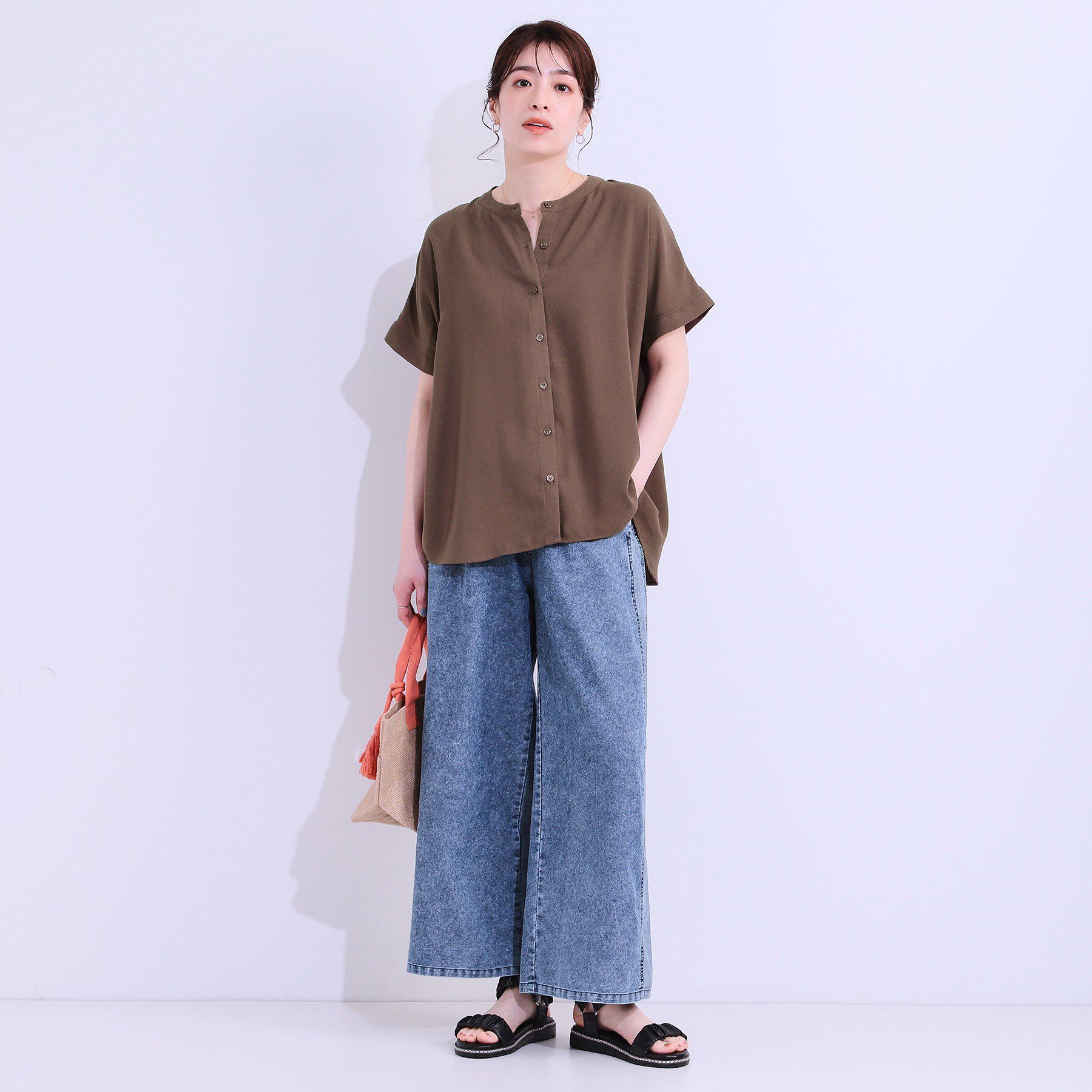 SHOO･LA･RUE「【洗える/プチプラ】大人の抜け感をプラスする バンドカラーシャツ」|シャツ・ブラウス|