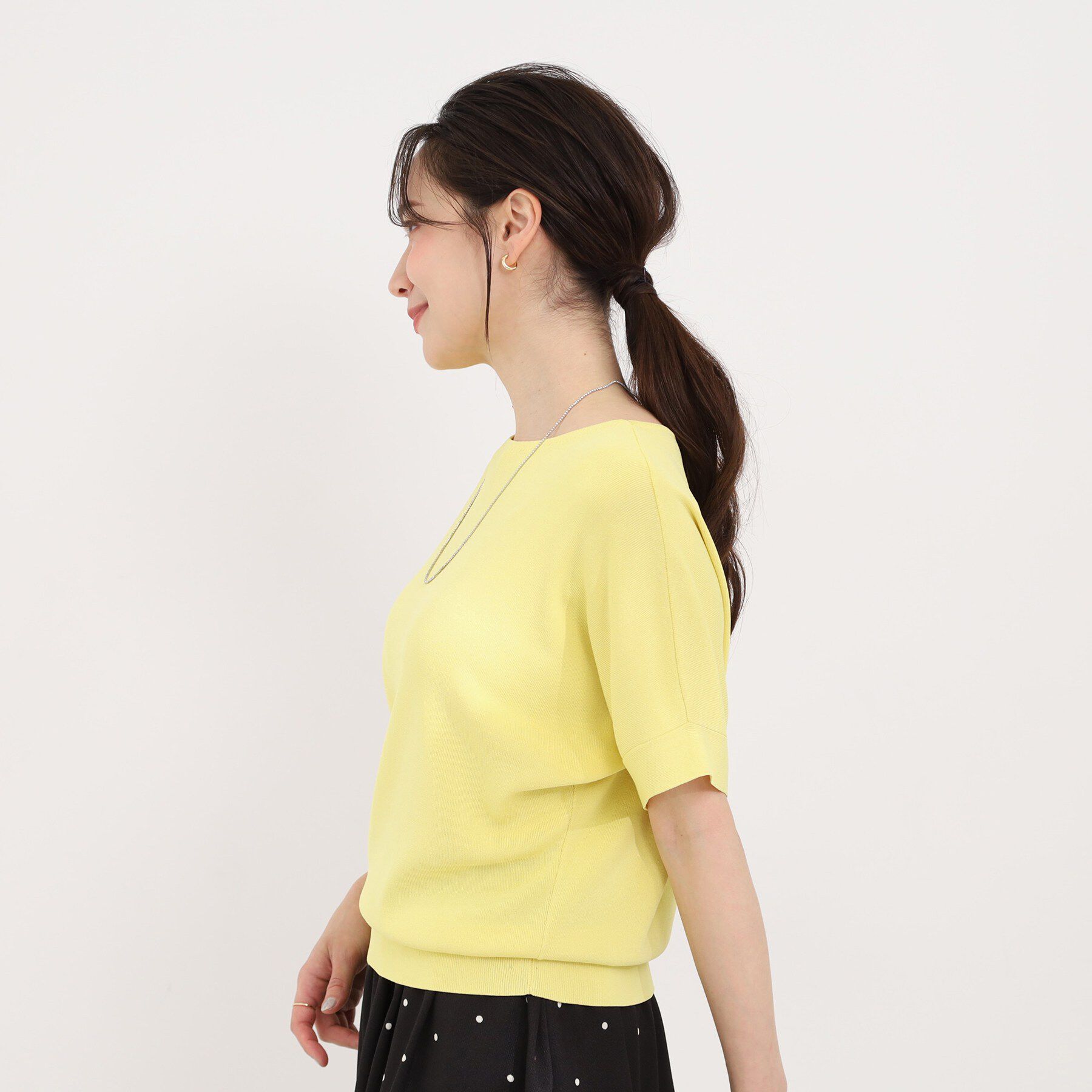 SHOO･LA･RUE「【毎日洗える/ひんやり/UV】二の腕隠れる さらっとドルマン半袖ニット」|ニット・セーター|