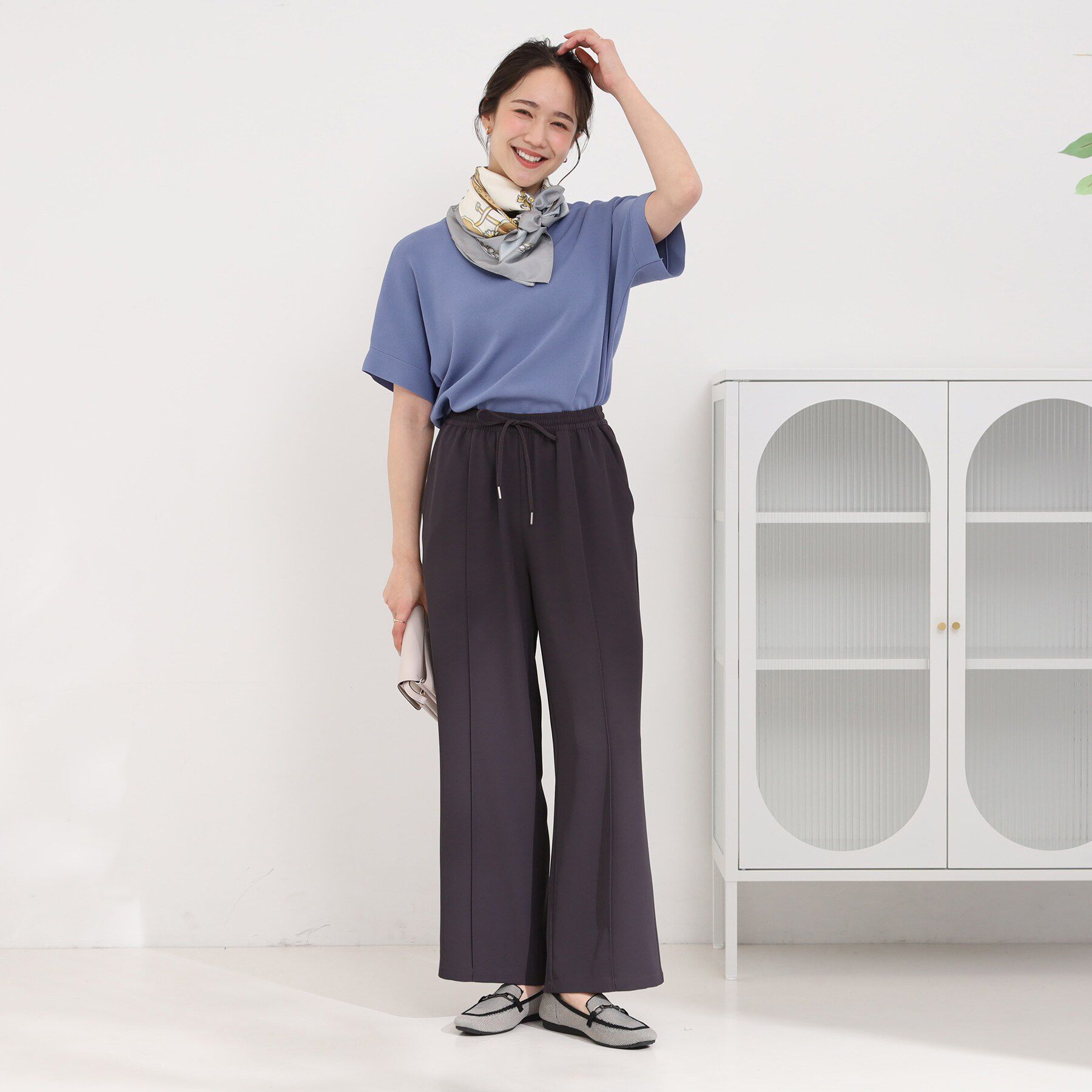 SHOO･LA･RUE「【毎日洗える/ひんやり/UV】二の腕隠れる さらっとドルマン半袖ニット」|ニット・セーター|