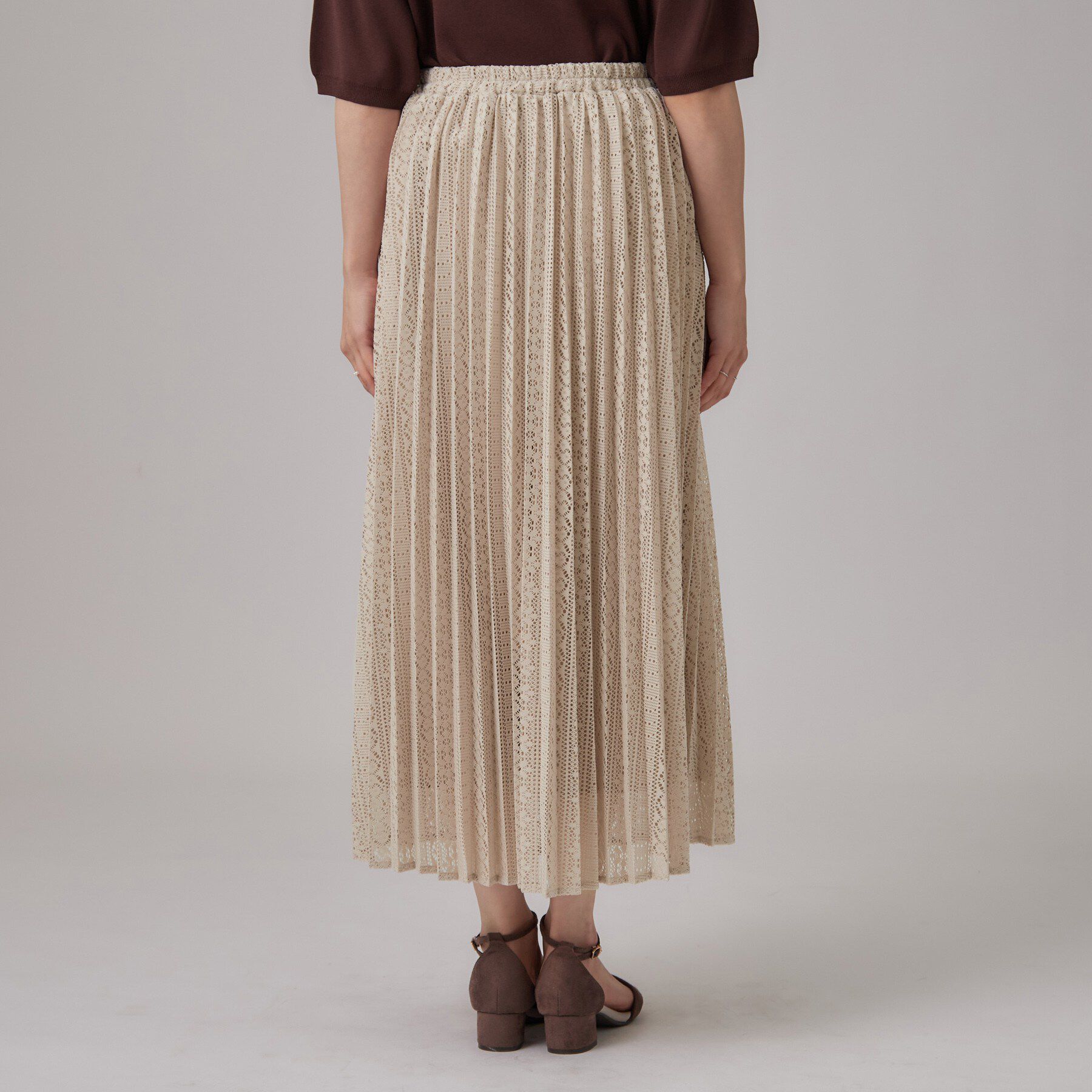 SHOO･LA･RUE「【S－LL】ゆれるレースとシアー感がオトナかわいい レースプリーツスカート」|スカート|