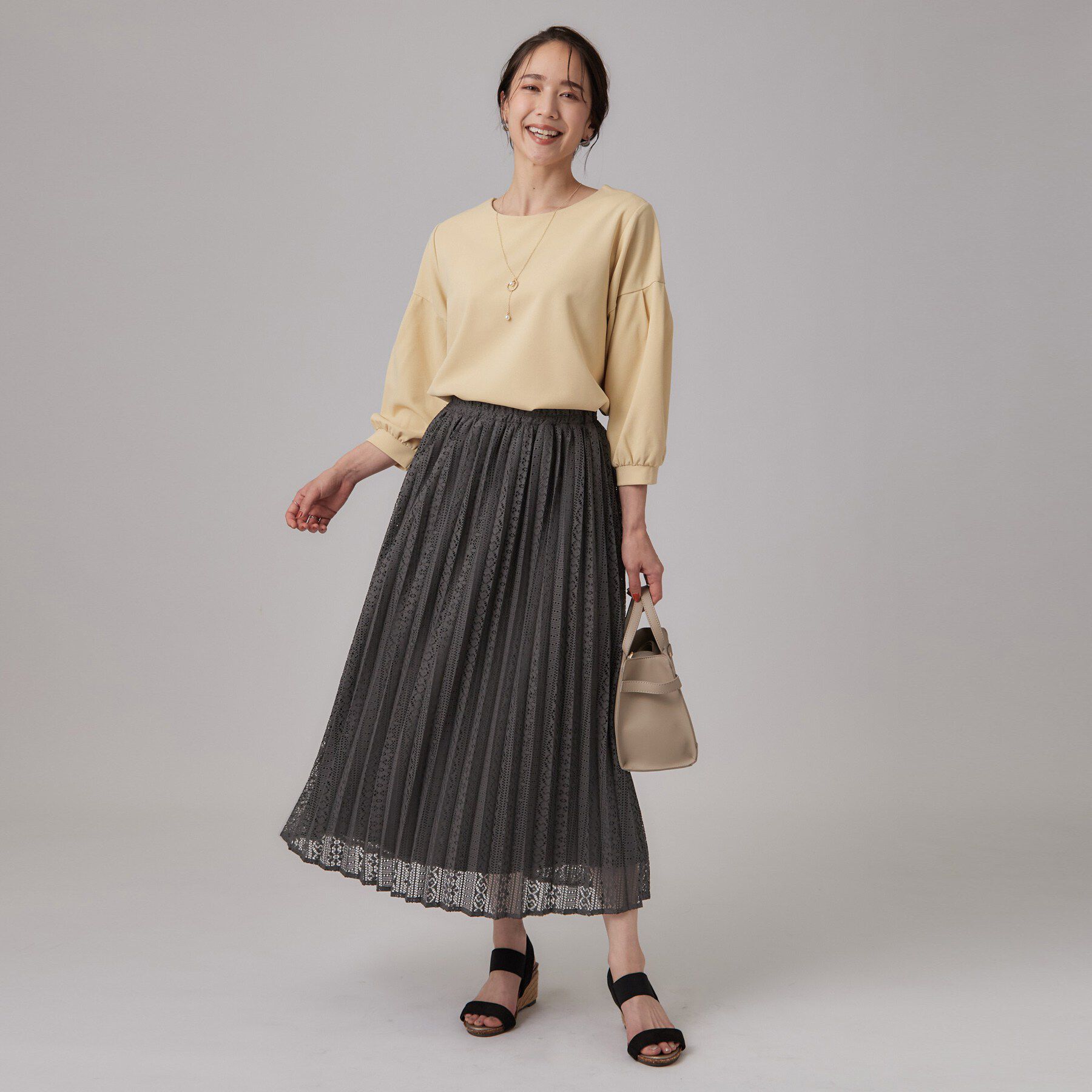SHOO･LA･RUE「【S－LL】ゆれるレースとシアー感がオトナかわいい レースプリーツスカート」|スカート|