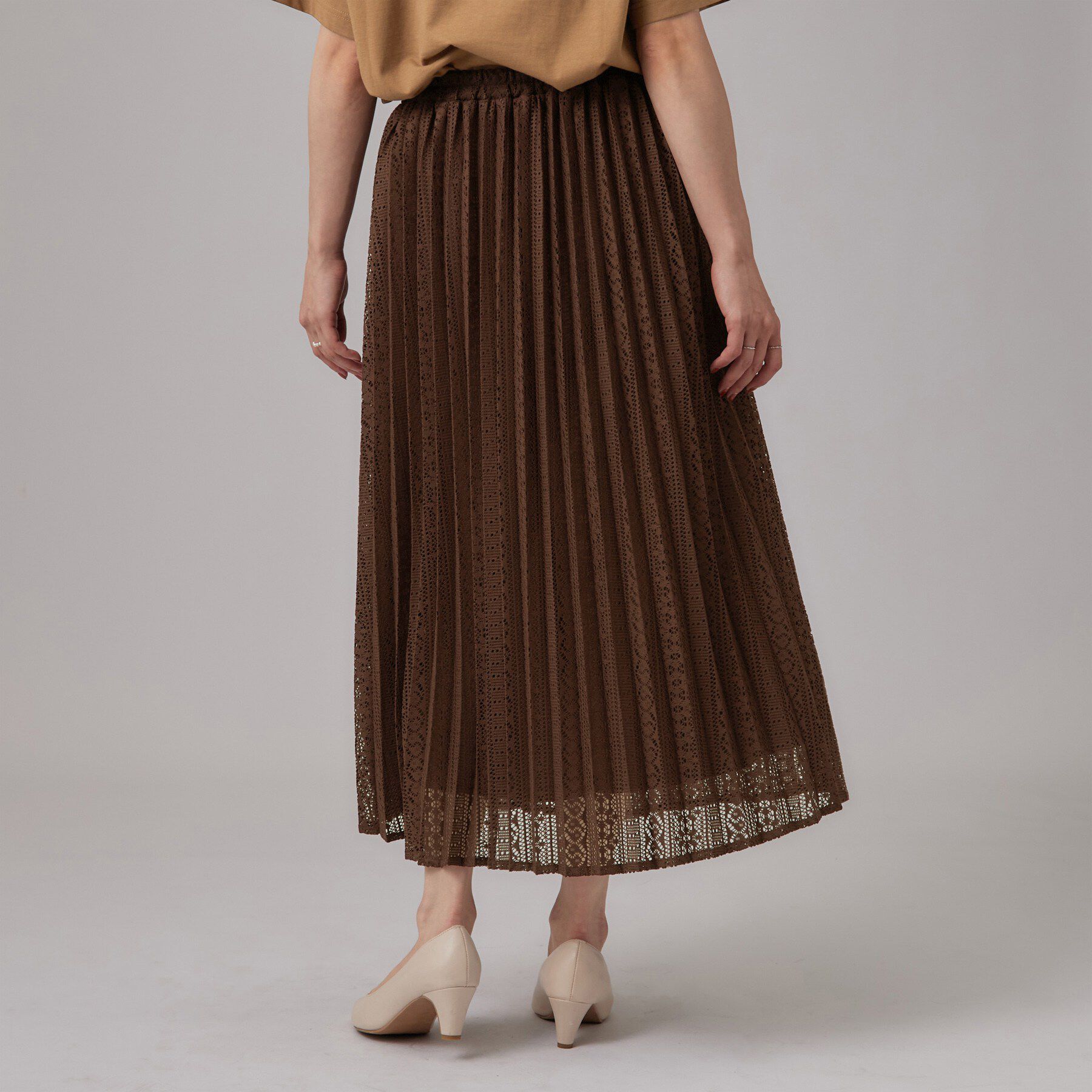 SHOO･LA･RUE「【S－LL】ゆれるレースとシアー感がオトナかわいい レースプリーツスカート」|スカート|