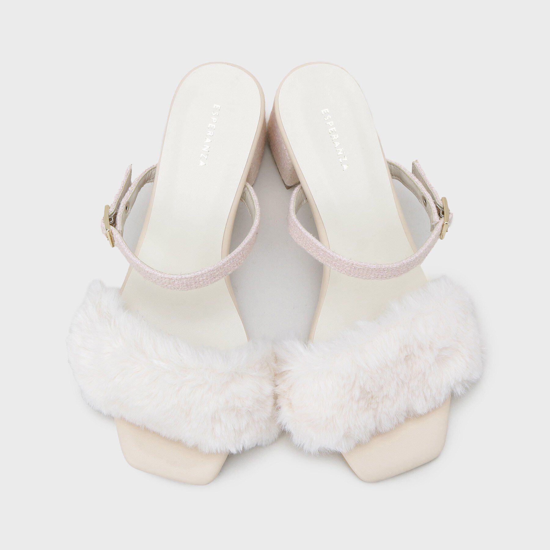 ESPERANZA「【Fur Collection】フェイクファー付き2WAYミュールサンダル」|サンダル|