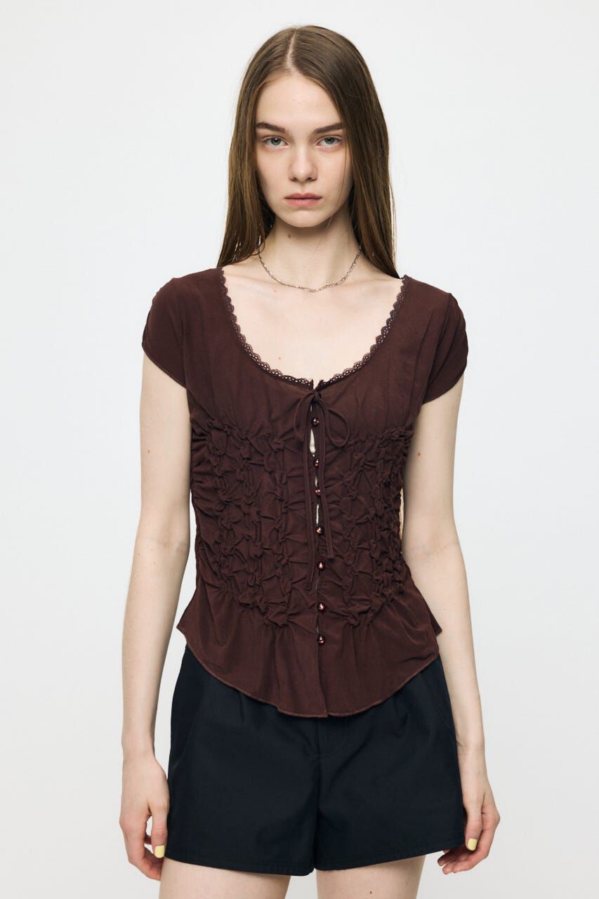 MOUSSY「RANDOM SHIRRING トップス」|Tシャツ・カットソー|BRN