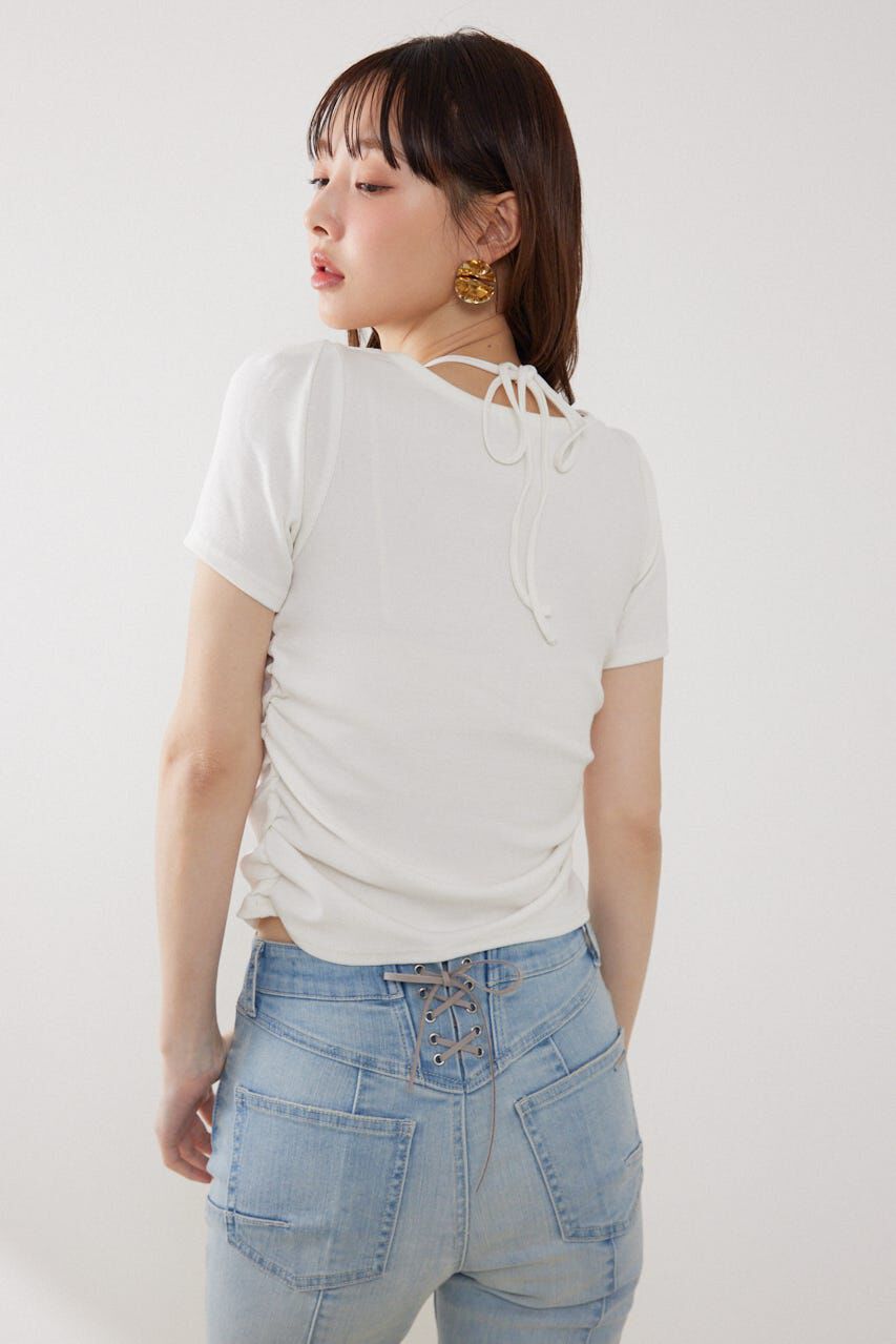 rienda「フロントギャザーカットトップス」|Tシャツ・カットソー|