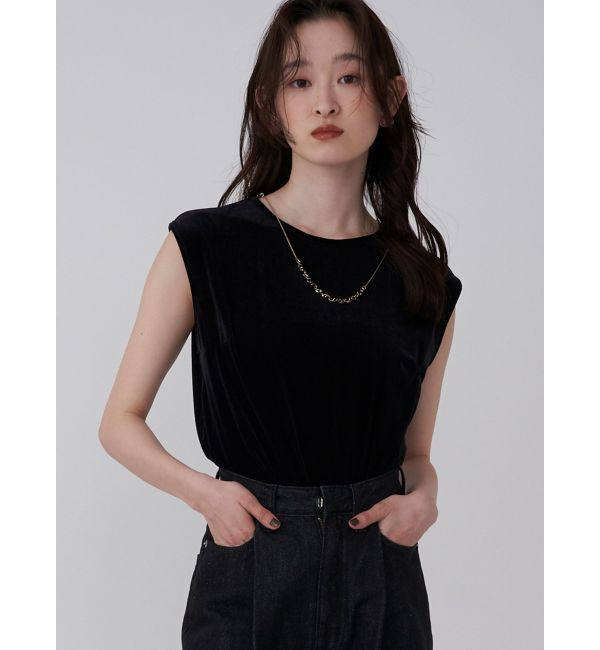 LAGUNAMOON「ベロアノースリトップス」|Tシャツ・カットソー|ブラック