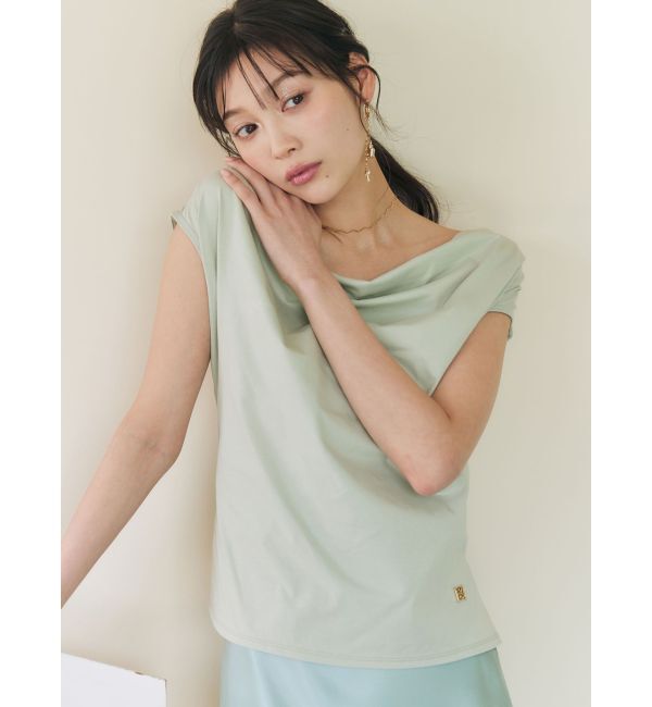 LAGUNAMOON「【接触冷感】オフショルドレープカットトップス」|Tシャツ・カットソー|ミントグリーン