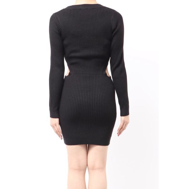 GYDA「LONG SLEEVE SIDE OPEN ニットミニワンピース」|ワンピース|