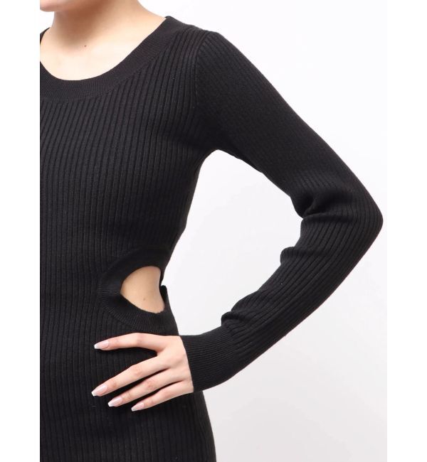 GYDA「LONG SLEEVE SIDE OPEN ニットミニワンピース」|ワンピース|