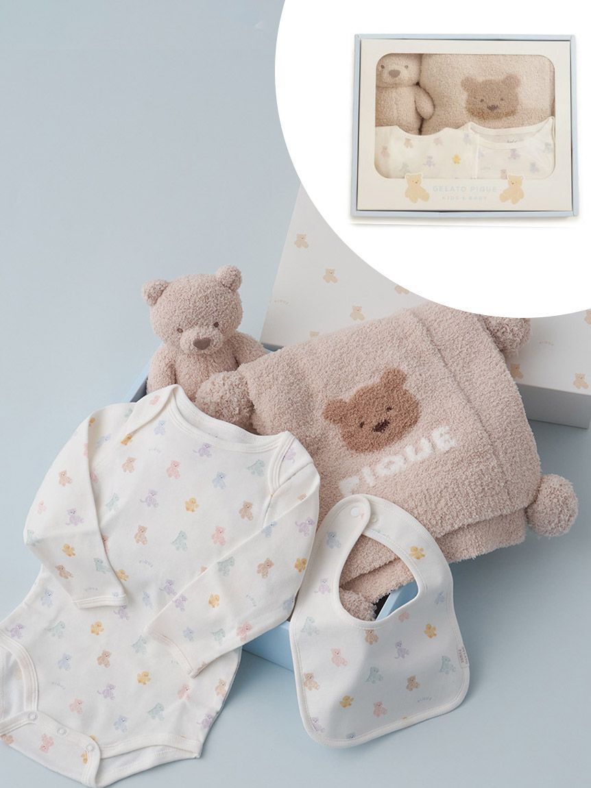 GELATO PIQUE KIDS & BABY「【ラッピング済み】【BABY】ベアブランケット&ぬいぐるみ&ボディースーツ&スタイ4点セット ギフトBOX」|その他ベビー用品|