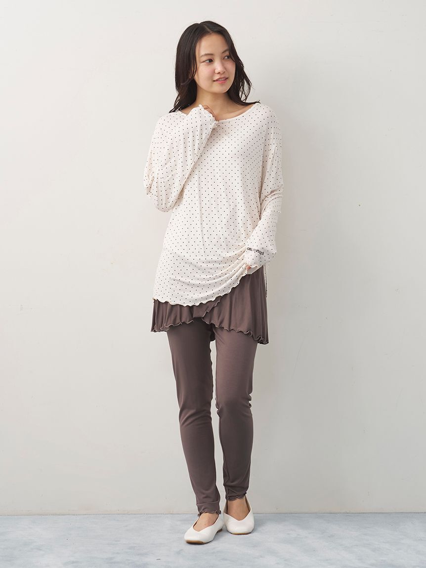 gelato pique「【接触冷感】レーヨンギャザーロンT」|ルームウェア|