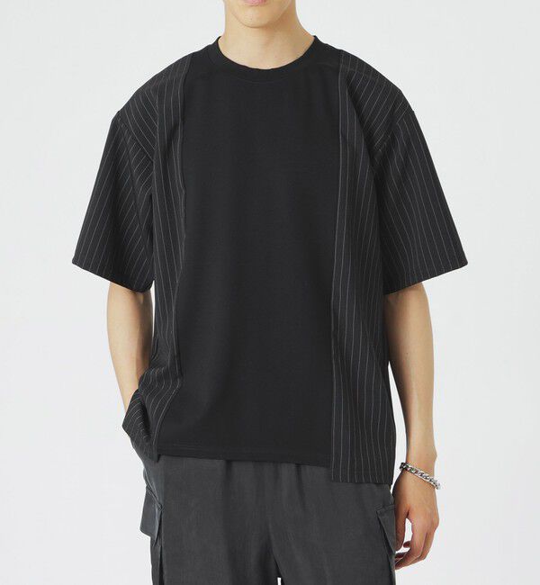 「ストライプブロッキングTシャツ」|Tシャツ・カットソー|