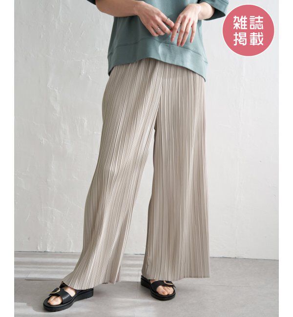 ikka「【雑誌InRed5月号掲載】さらっとプリーツワイドパンツ」|その他|グレージュ
