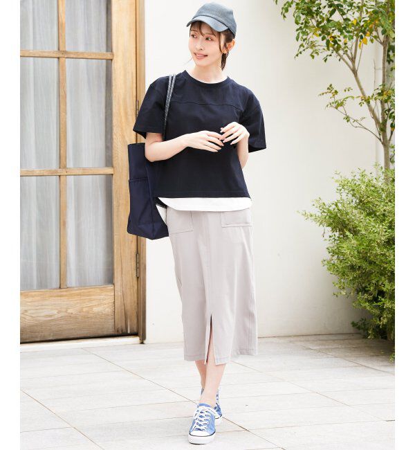 ikka「コットンUSA袖刺繍レイヤーTシャツ」|その他|