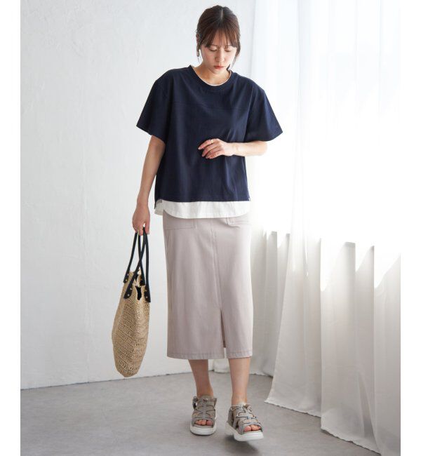ikka「コットンUSA袖刺繍レイヤーTシャツ」|その他|