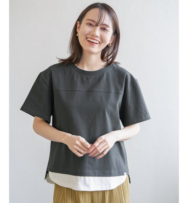 ikka「コットンUSA袖刺繍レイヤーTシャツ」|その他|