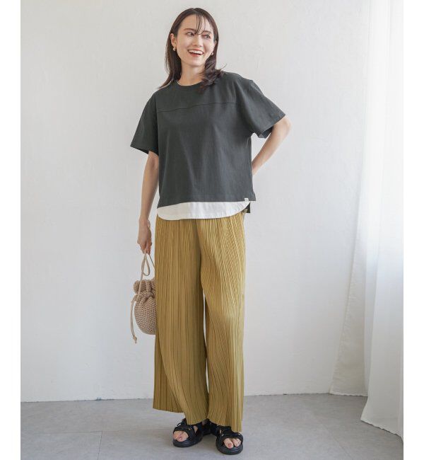 ikka「コットンUSA袖刺繍レイヤーTシャツ」|その他|