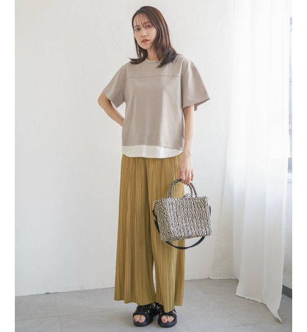 ikka「コットンUSA袖刺繍レイヤーTシャツ」|その他|