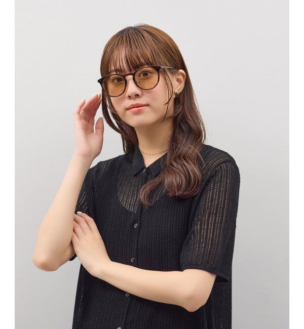  「ボストン型 サングラス | カラーレンズ 鼻パッド 紫外線防止 UVカット ユニセックス」|サングラス|茶系デミ