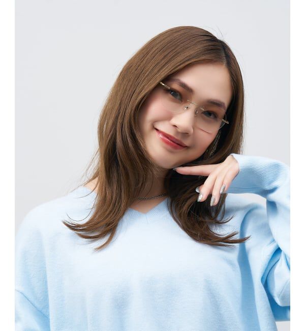  「SUNCUTGlasses/UV100%CUT リムレス サングラス | チタン [度無し専用] カラーレンズ 紫外線対策 UVカット」|サングラス|ゴールド