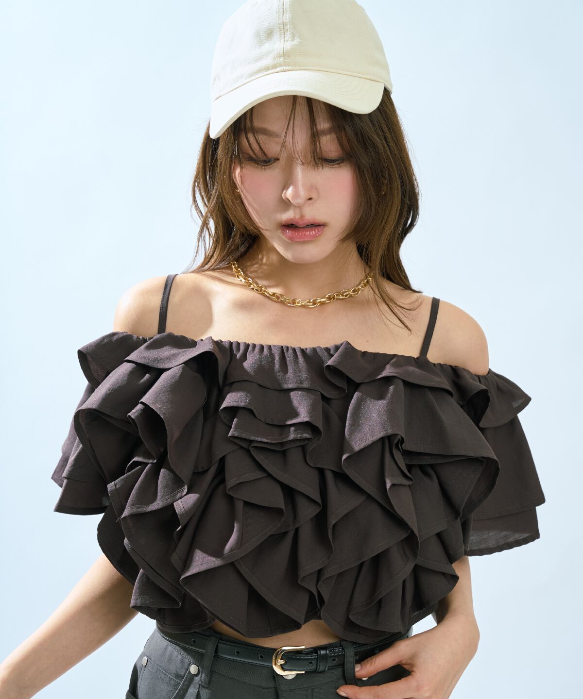 アンドクチュール「ラッフルフリルオフショルブラウス」|シャツ・ブラウス|