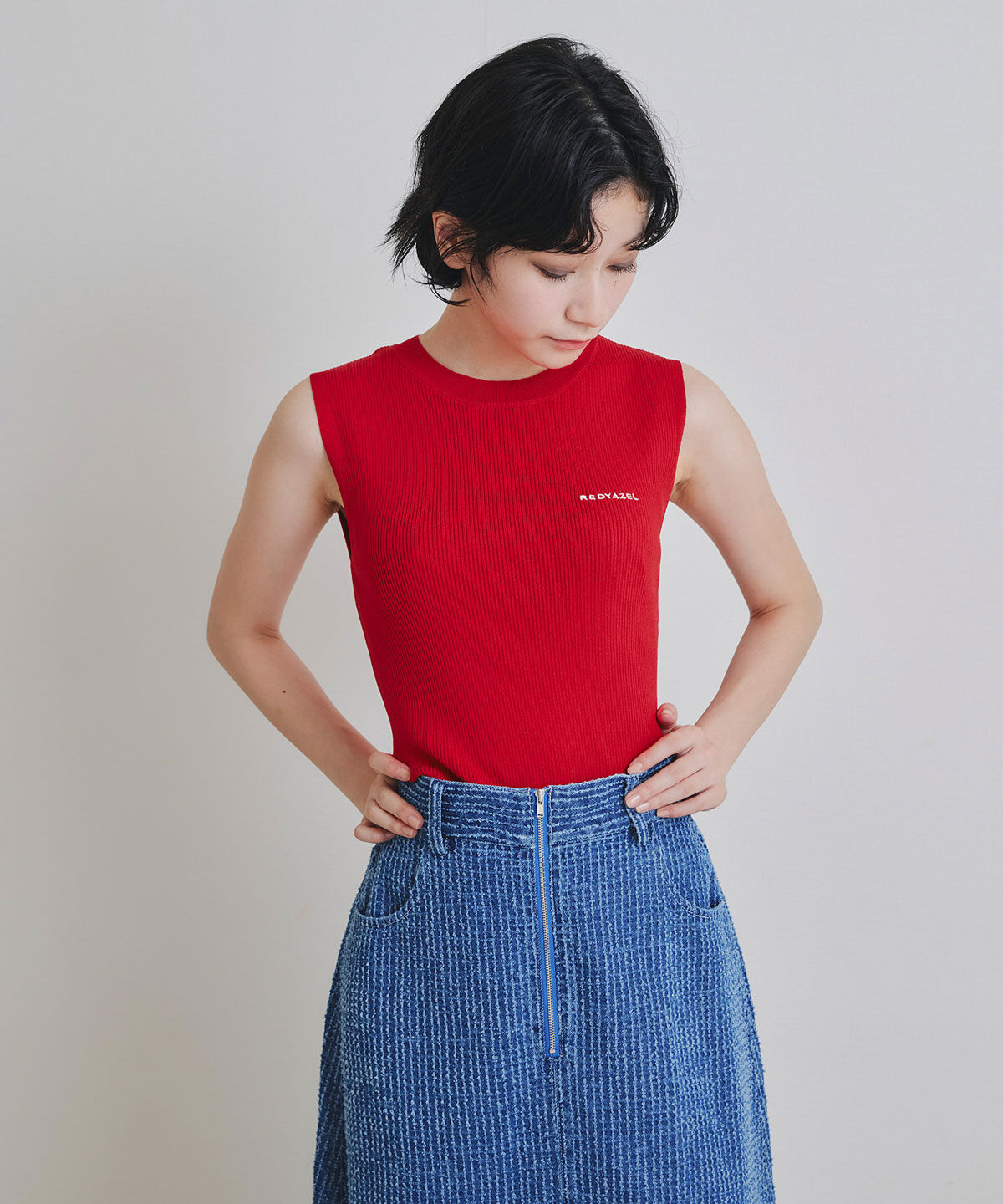 REDYAZEL「ロゴベーシックノースリーブニット」|Tシャツ・カットソー|