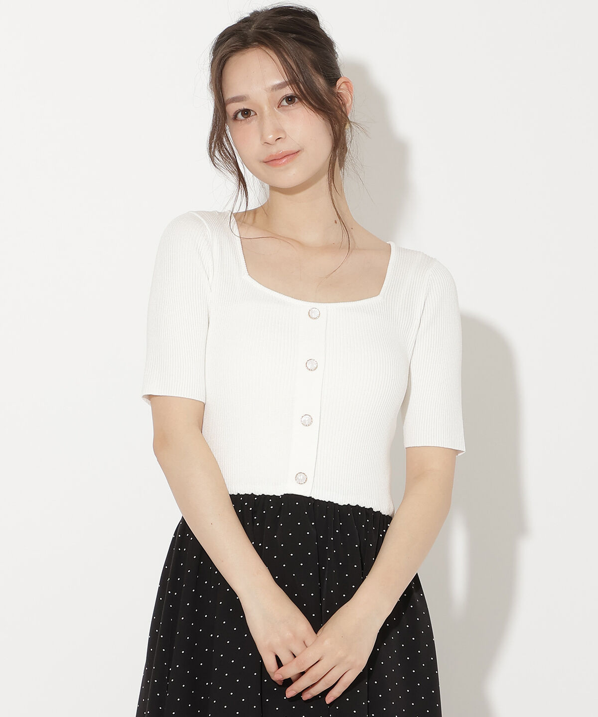 WILLSELECTION「アシメティアードニットコンビワンピース」|ワンピース|