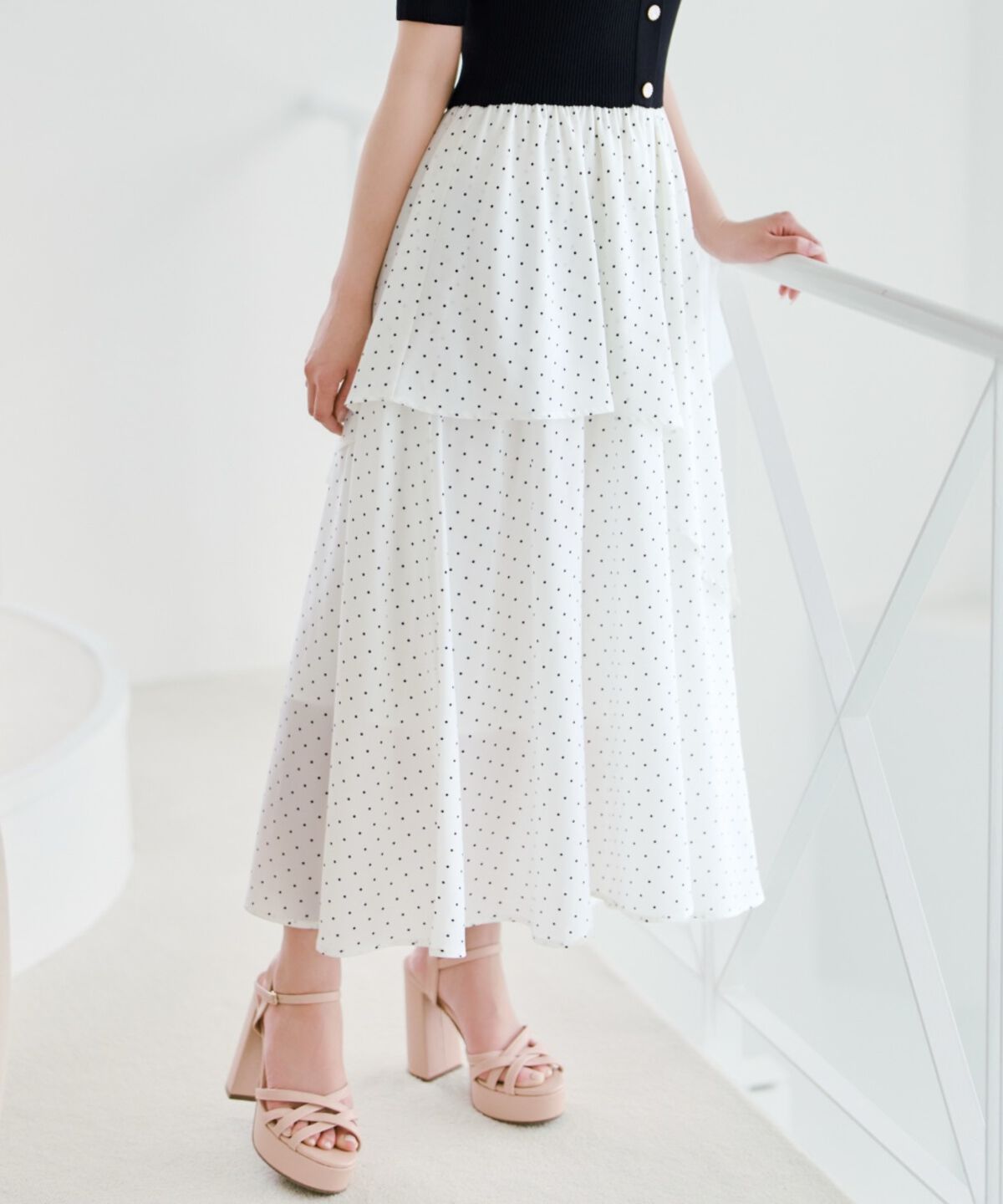 WILLSELECTION「アシメティアードニットコンビワンピース」|ワンピース|