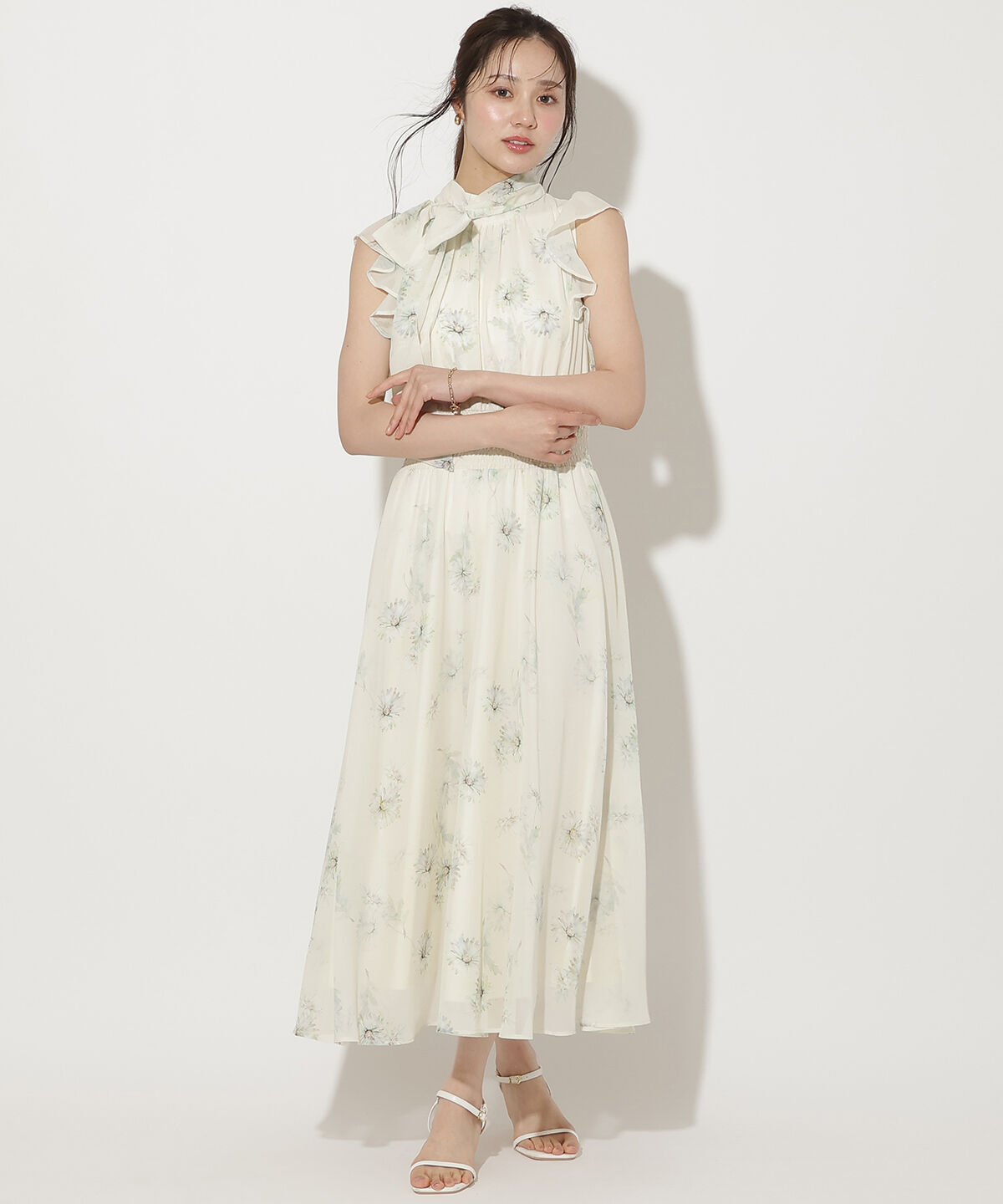 WILLSELECTION「リボンネックマーガレットプリントワンピース」|ワンピース|ｲｴﾛｰ系花柄